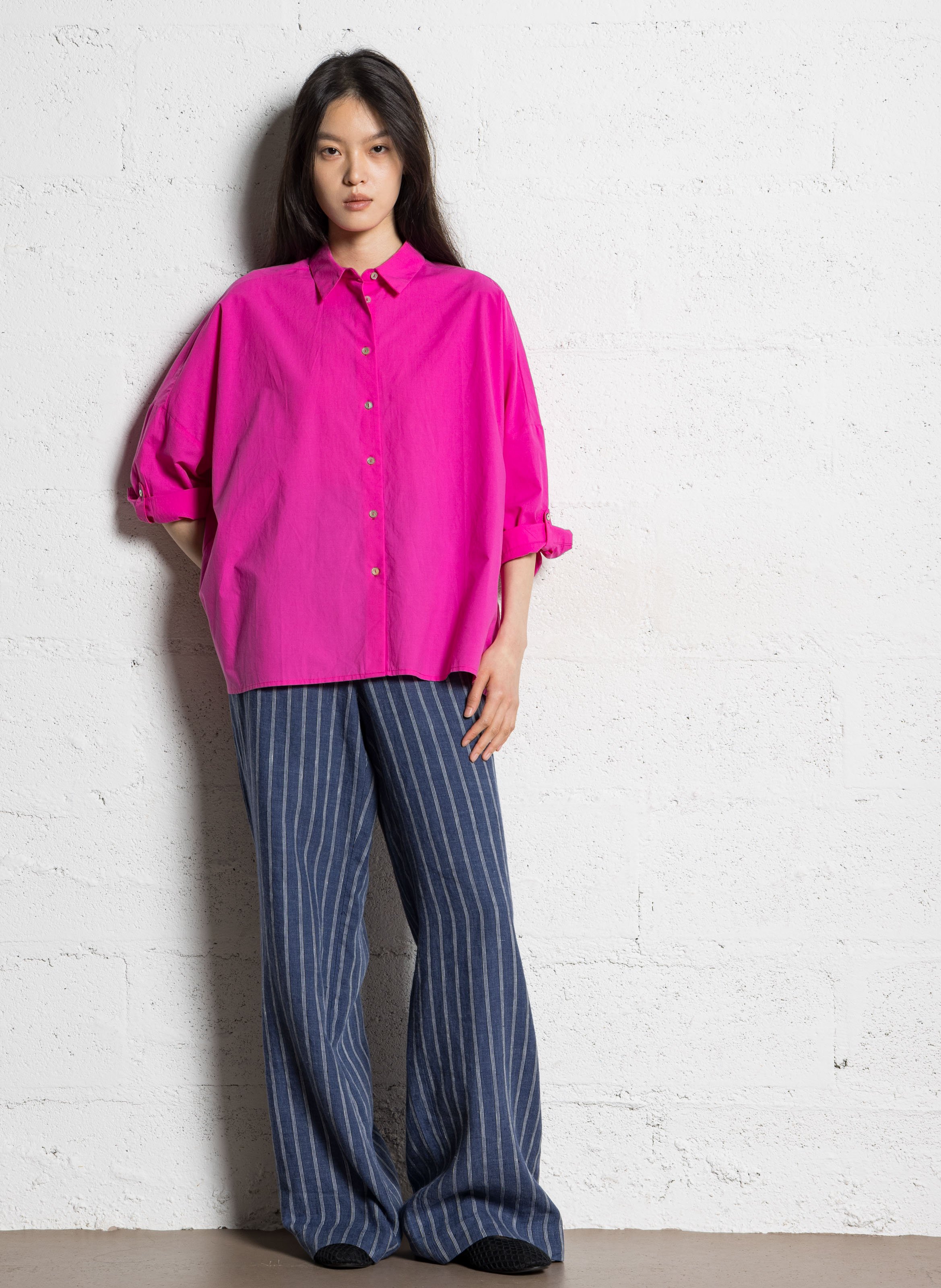 Oversized cotton shirt with classic collar JC SOPHIE Pink