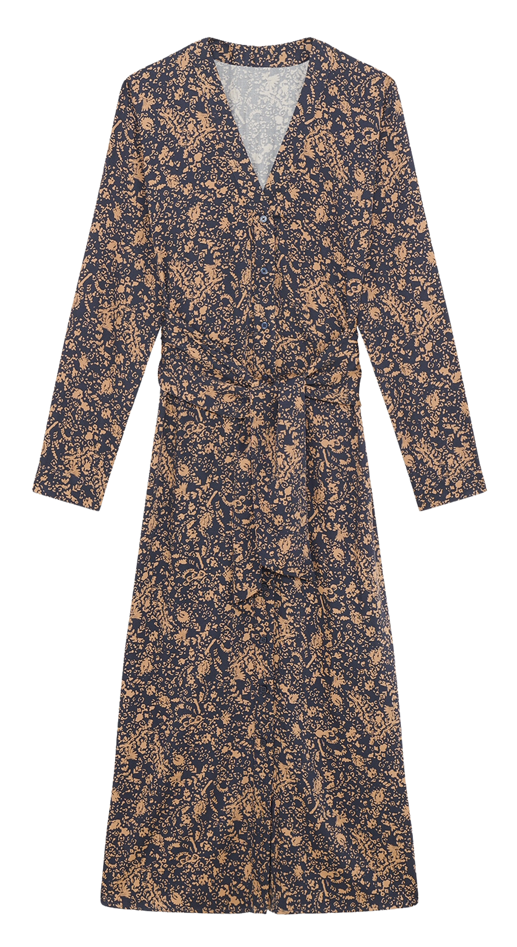 Robe midi imprimée col v CAROLL Noir