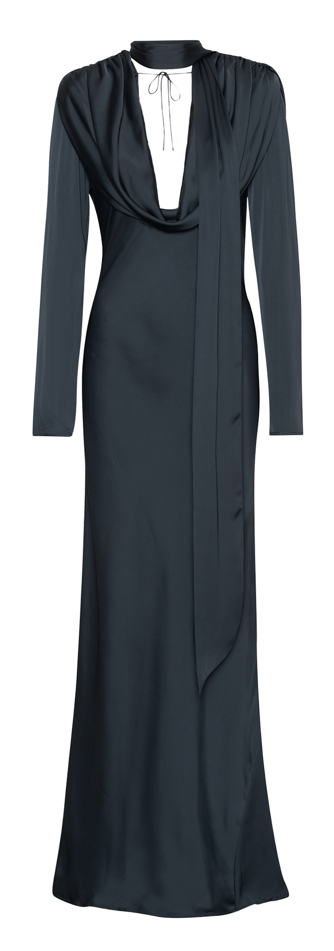 Long cowl neck maxi dress with scarf ROTATE Blue