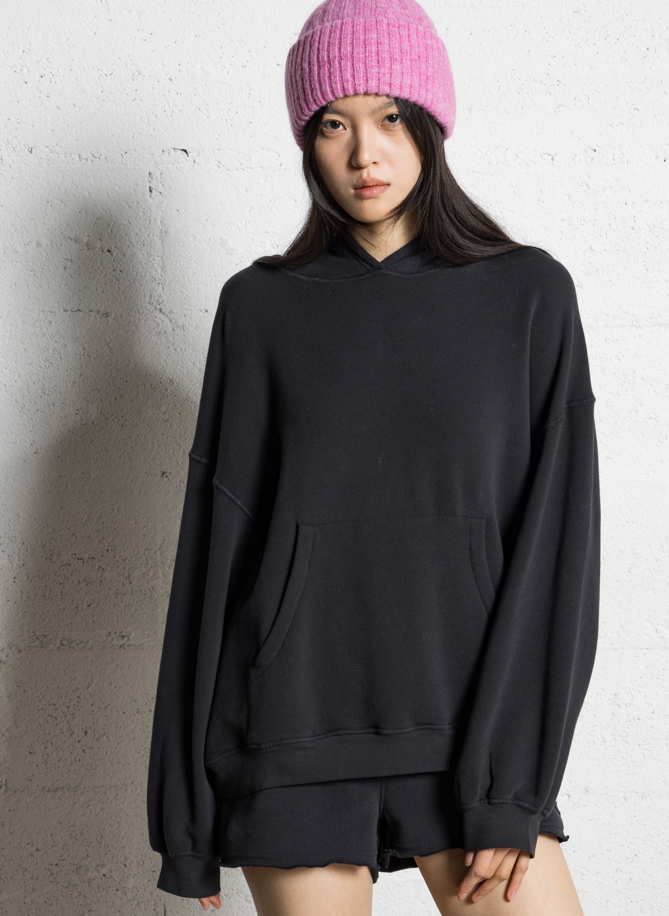 Oversized heathered hoodie AMERICAN VINTAGE Black