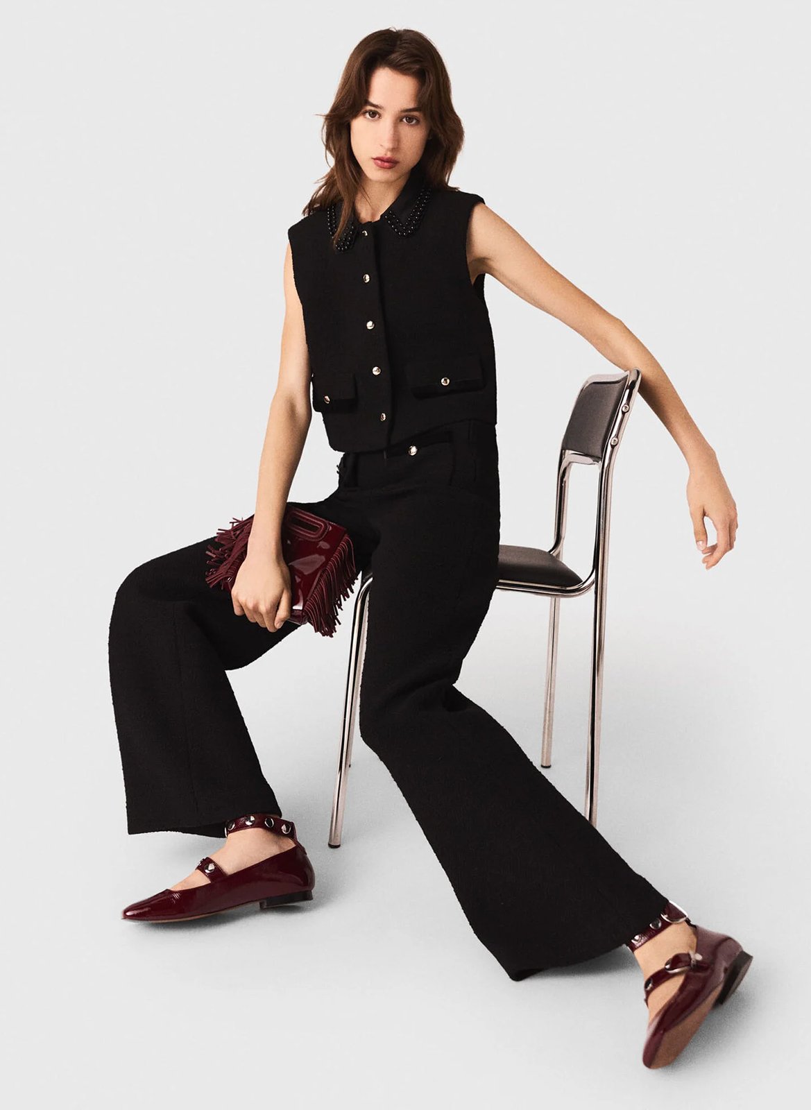 Pantalón ancho MAJE Negro