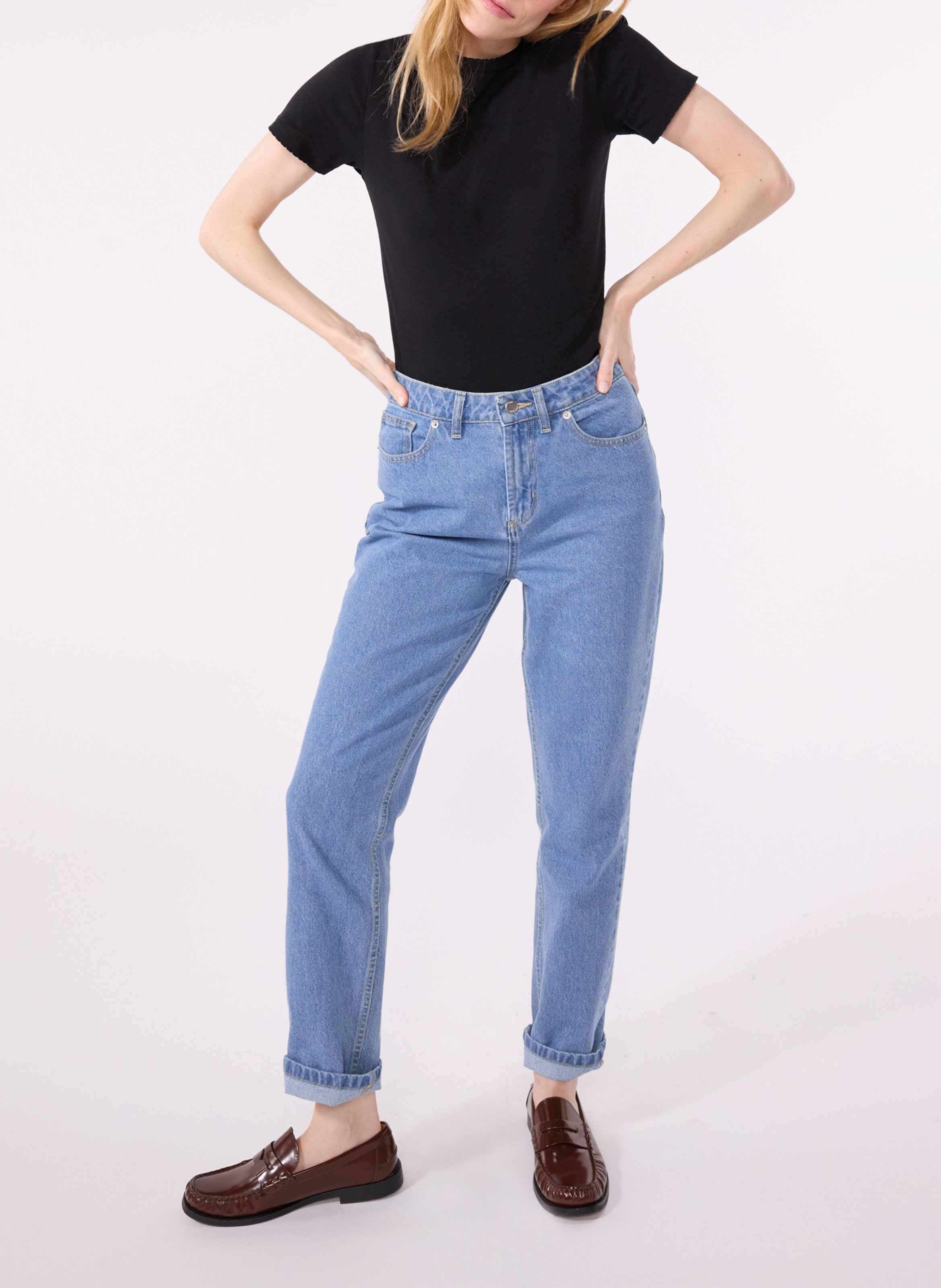 Fitted round-neck cotton T-shirt PETIT BATEAU Black