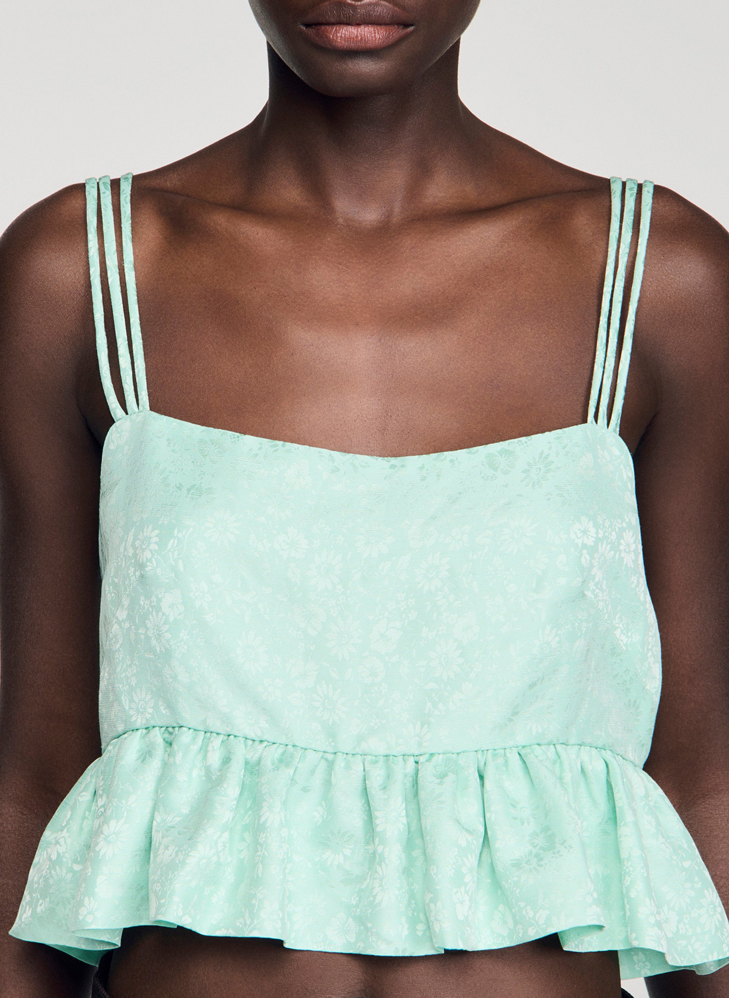 Short jacquard top SANDRO Green