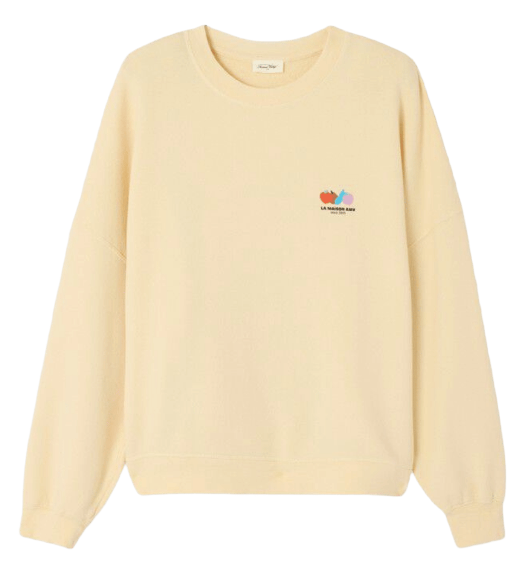 Gestreepte, oversized sweater met ronde hals, katoenblend AMERICAN VINTAGE Beige