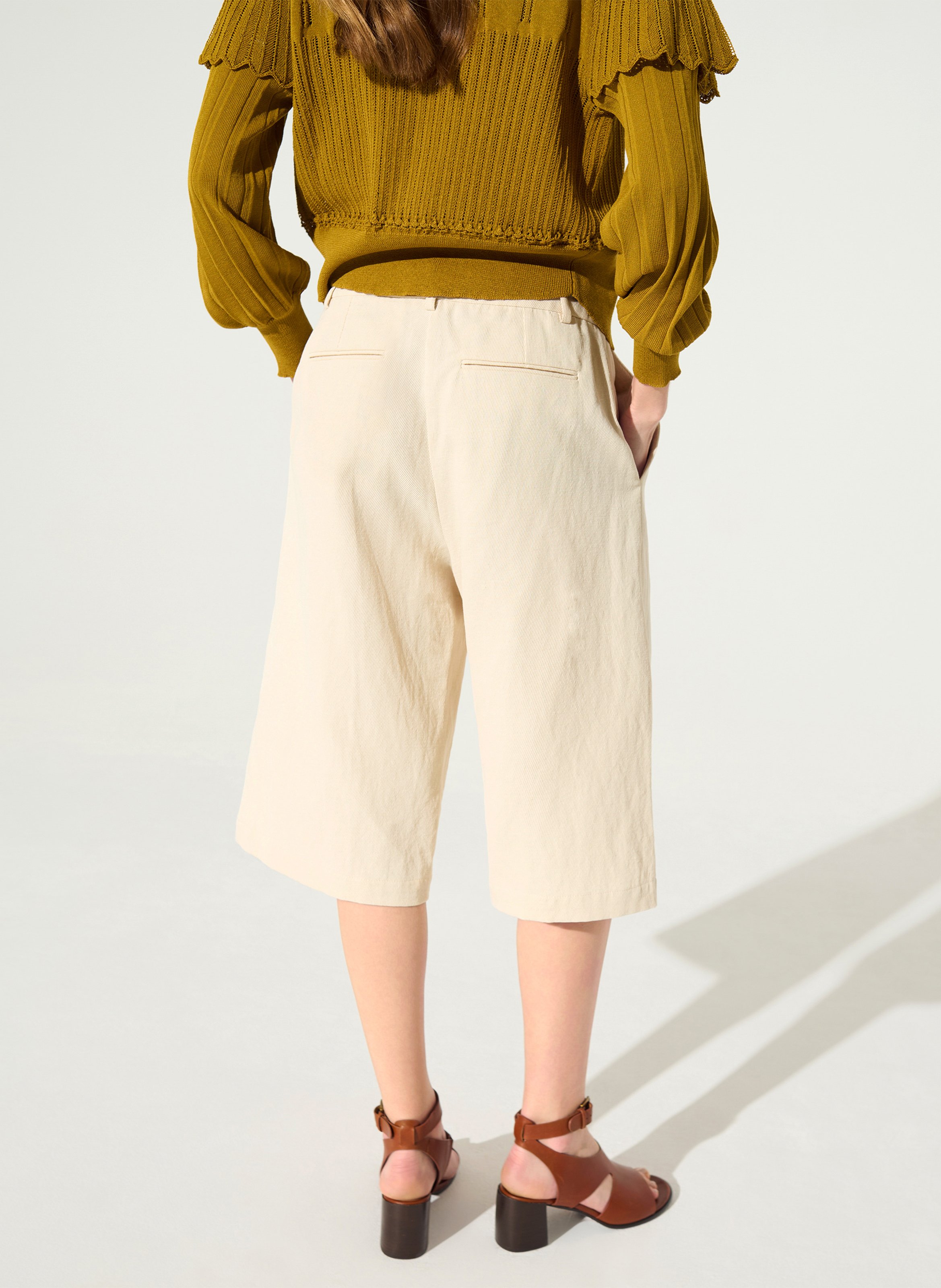 Straight-leg cotton-blend Bermuda shorts COTELAC White