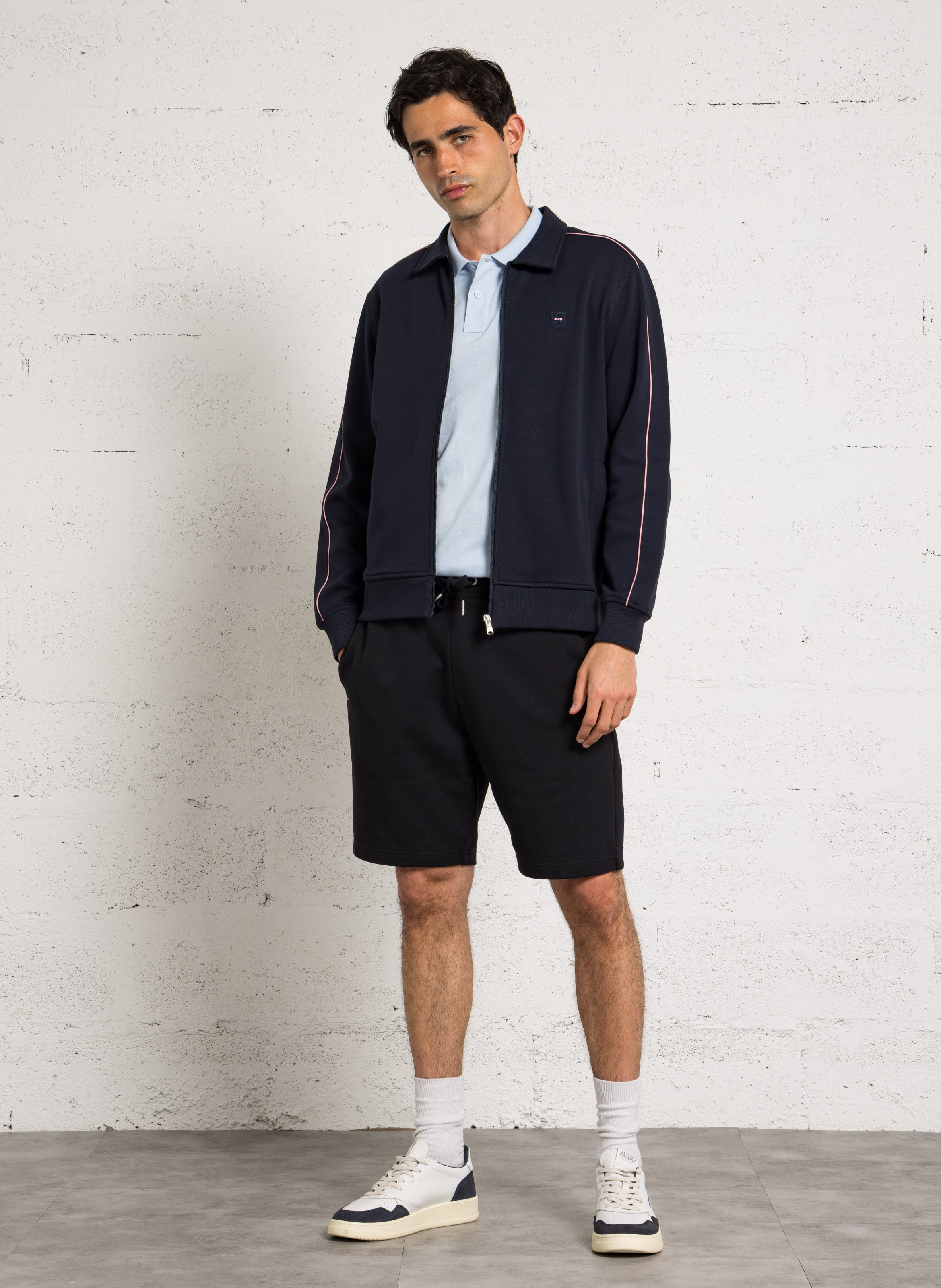 Sweat droit col classique en coton mélangé EDEN PARK Bleu