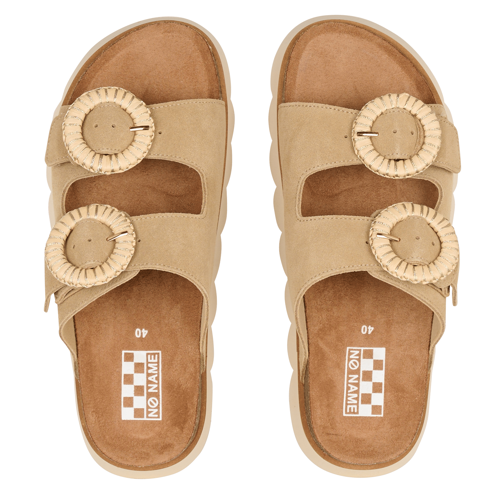 Sandales compensées en cuir mélangé NO NAME Beige