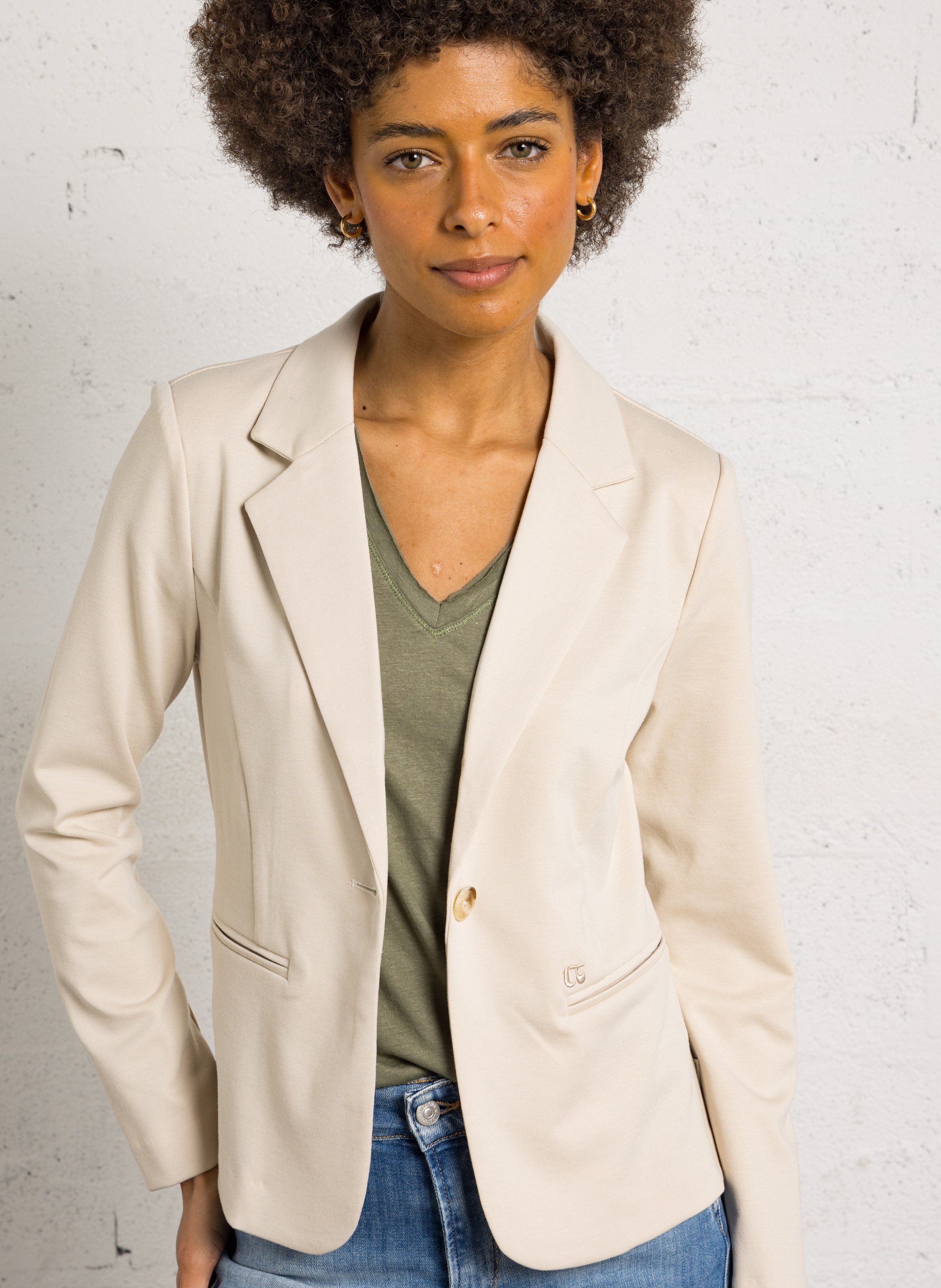 Straight suit jacket LE TEMPS DES CERISES Beige