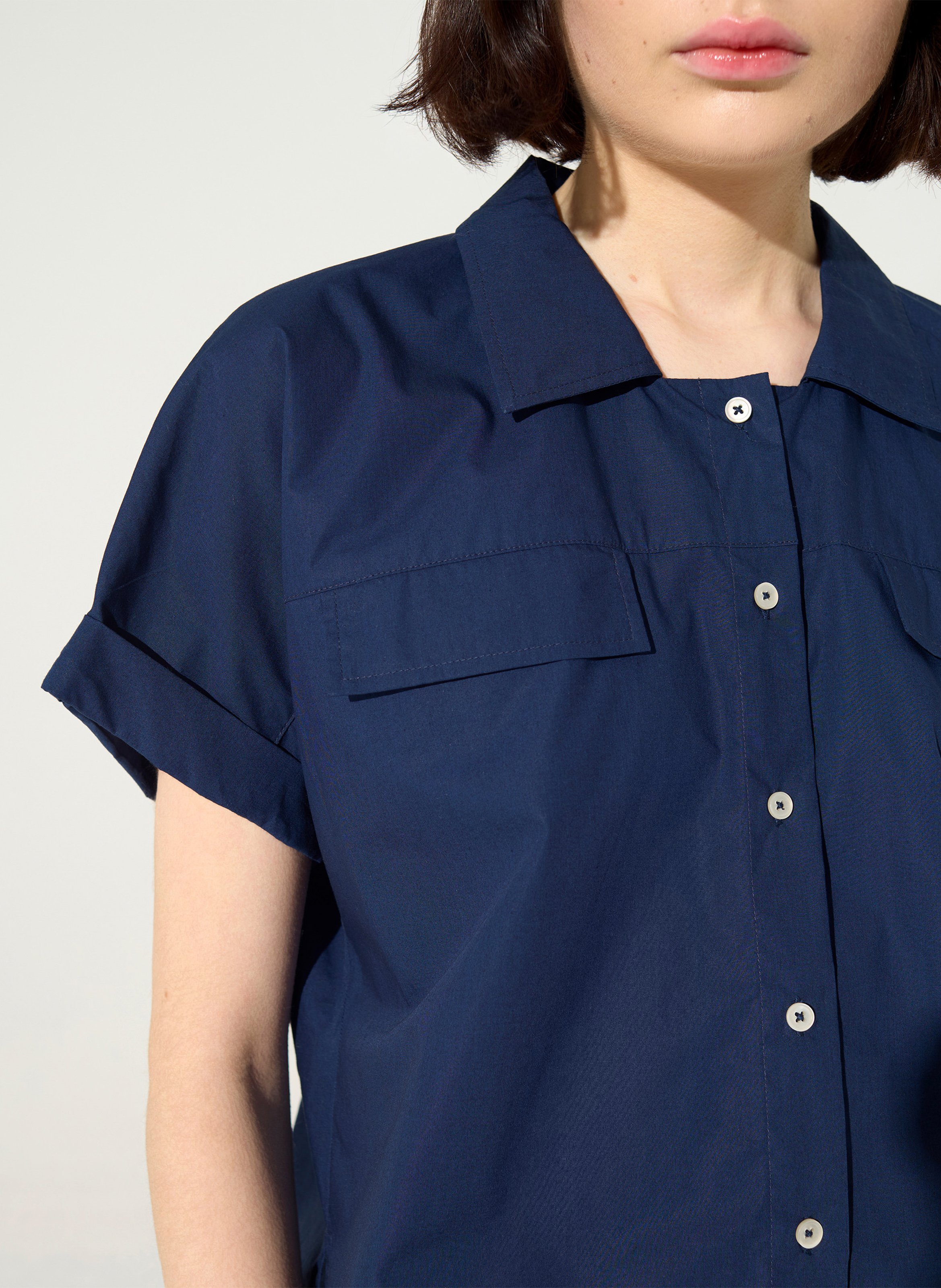 Chemise ample col classique en coton bio COTELAC ACOTE Bleu