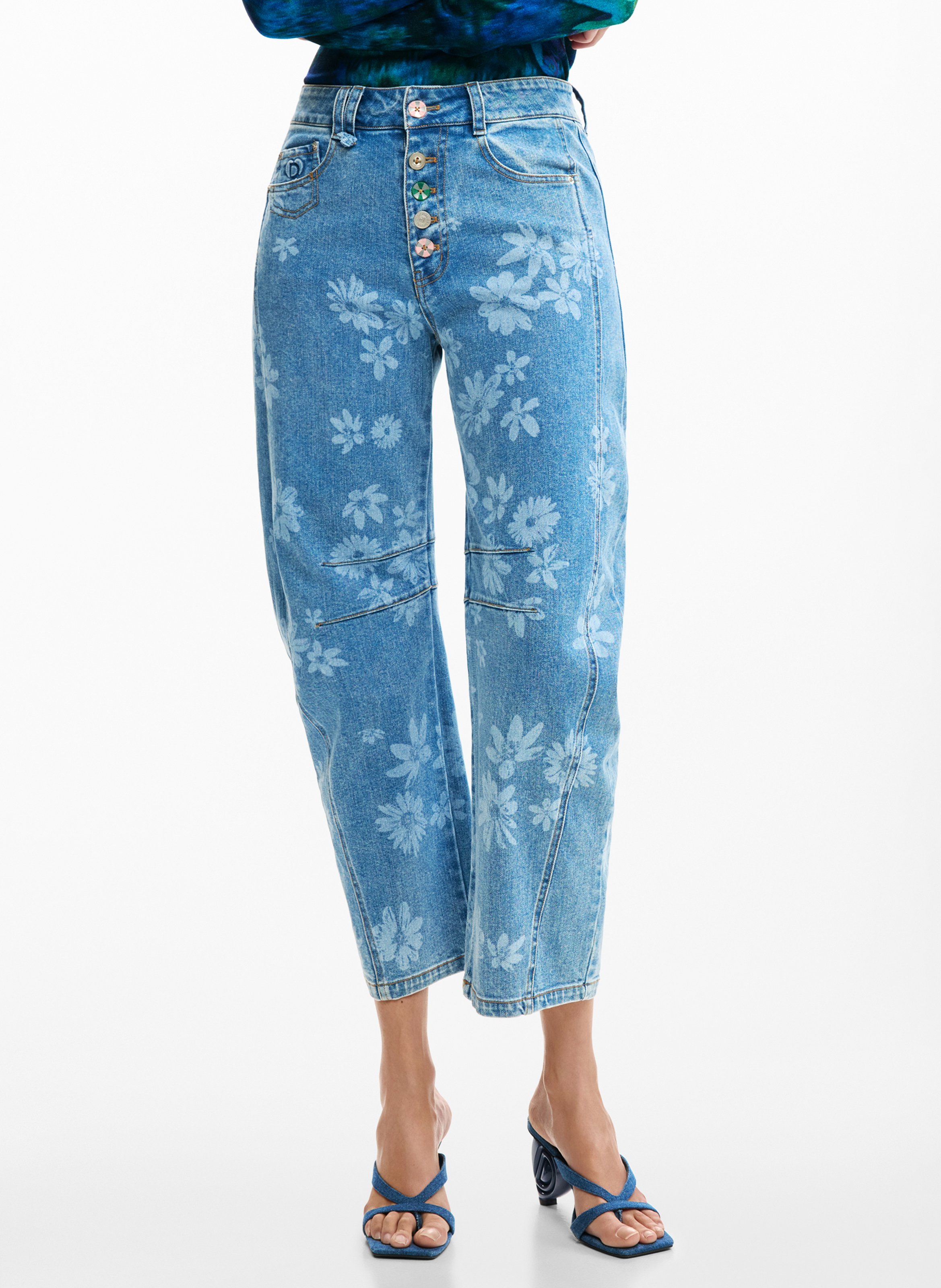 Rechte jeans met bloemenprint DESIGUAL Blauw