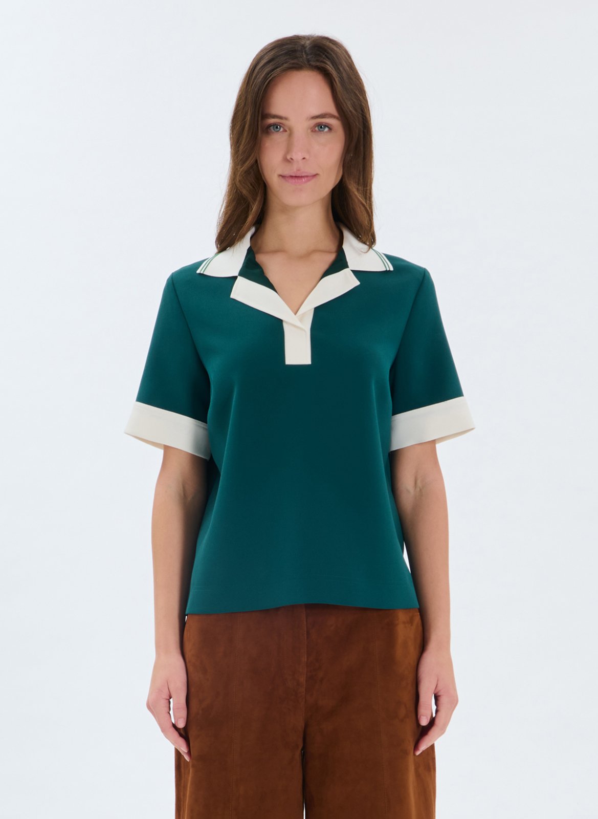 Polo with a collar and lapel ZAPA Green