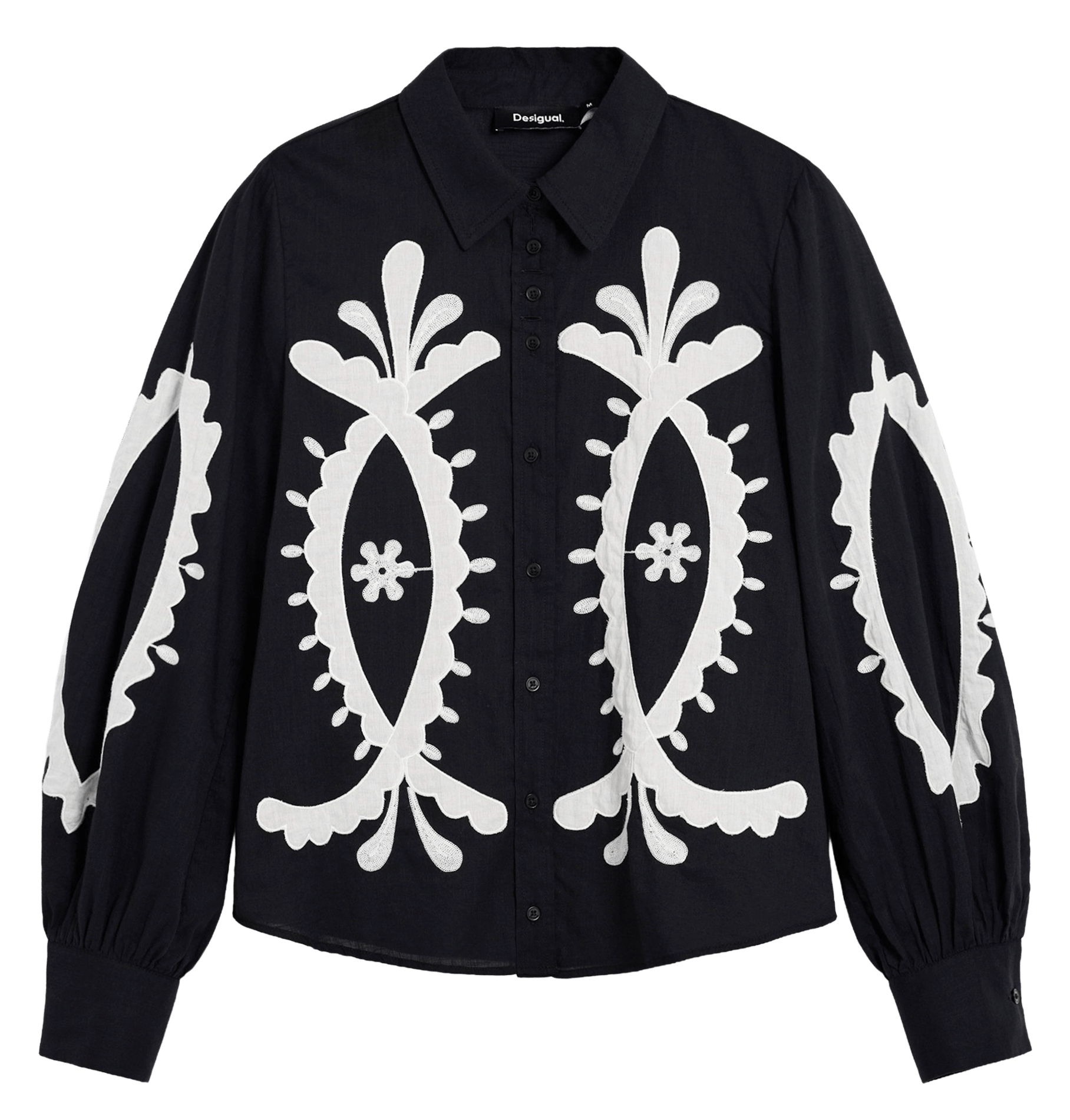 Embroidered balloon sleeve shirt DESIGUAL Black