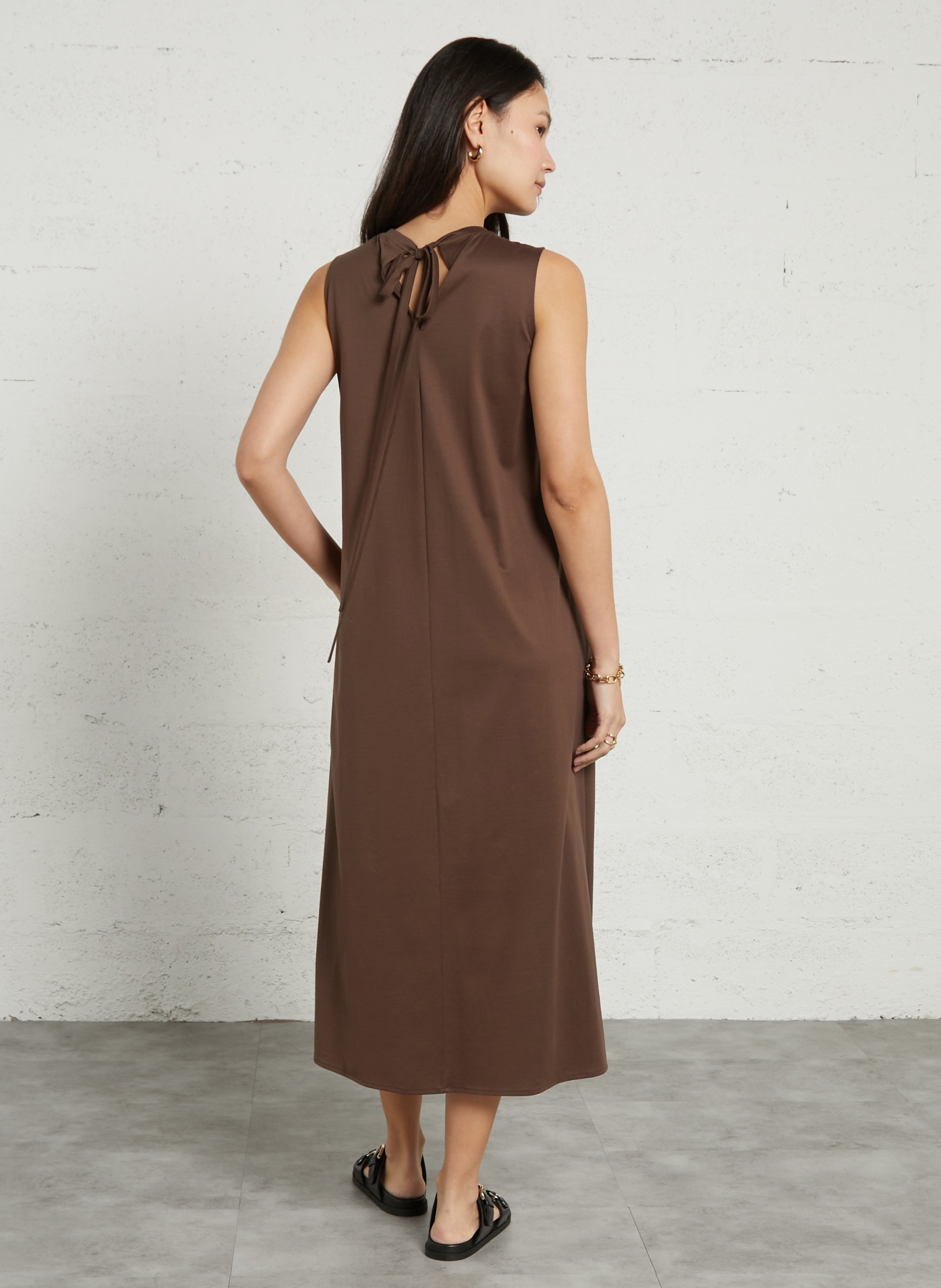 Flowy Sleeveless Solid Maxi Dress MAX MARA WEEK END Brown