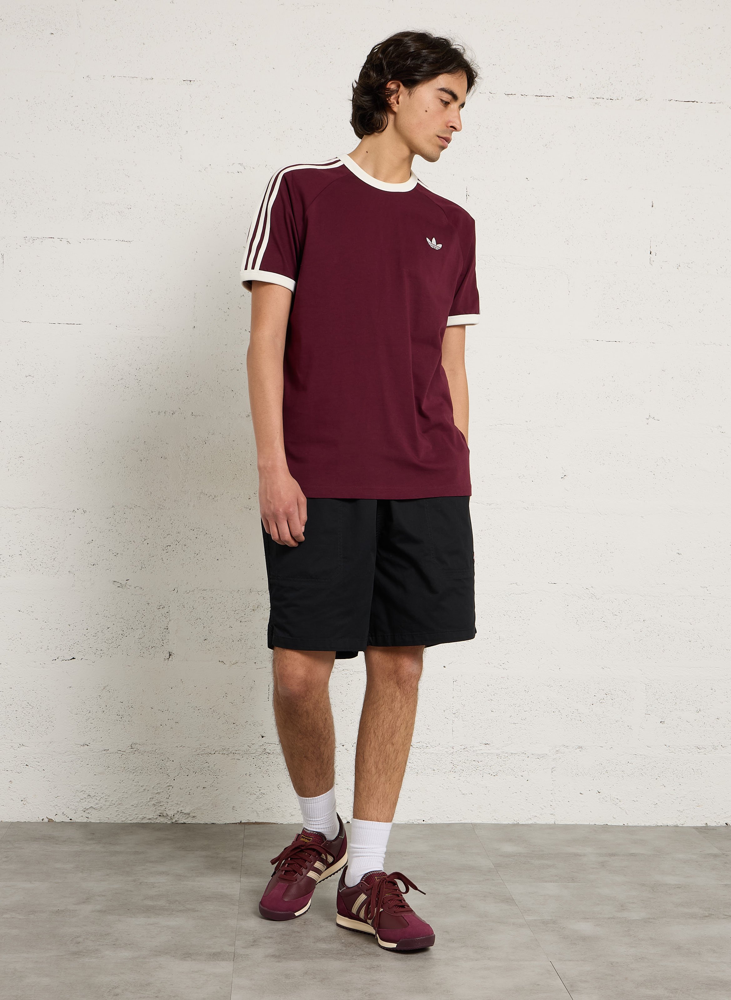 Baskets basses à lacets en cuir ADIDAS Rouge