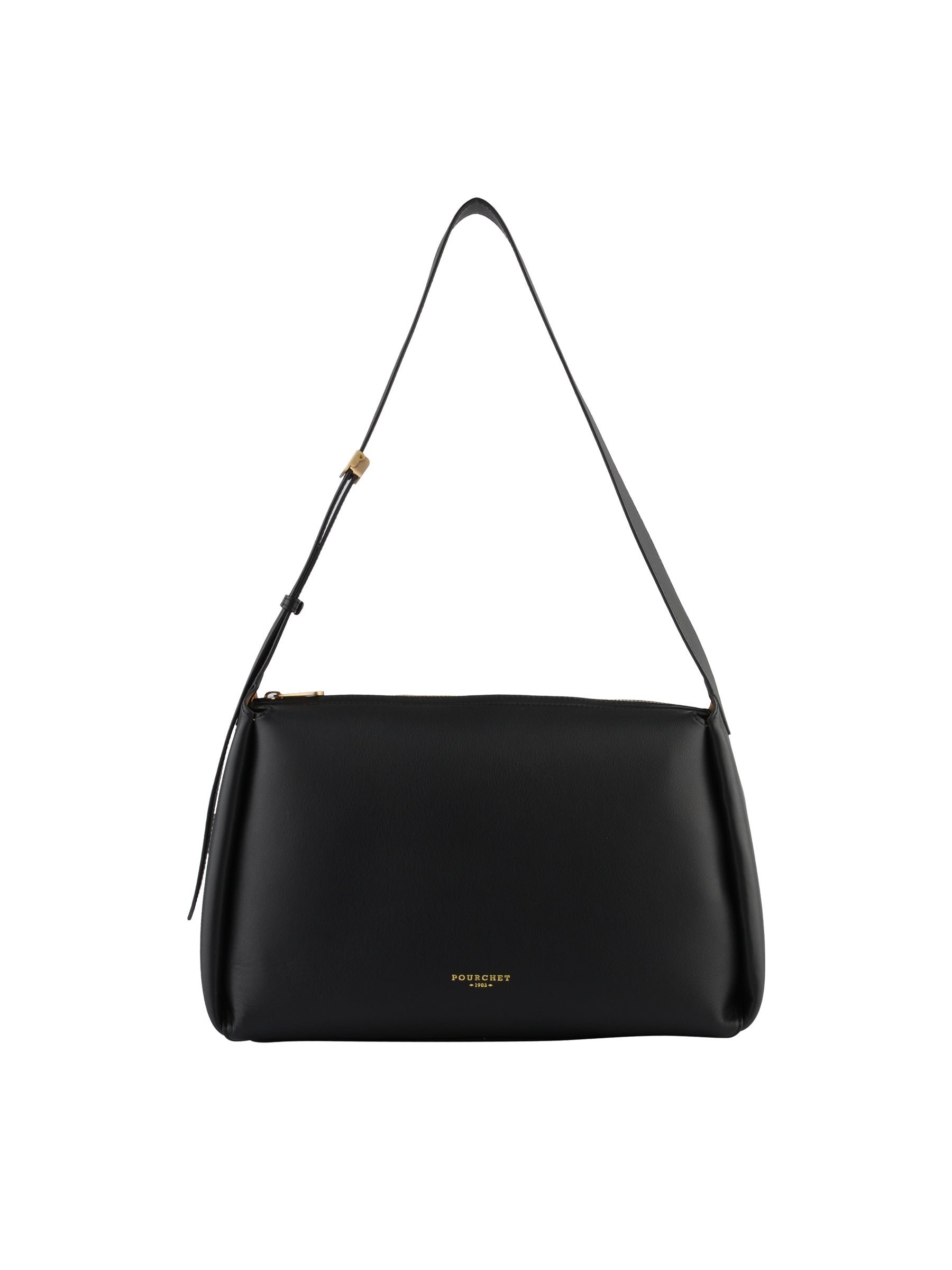 Sac porté épaule en cuir de vachette POURCHET Noir
