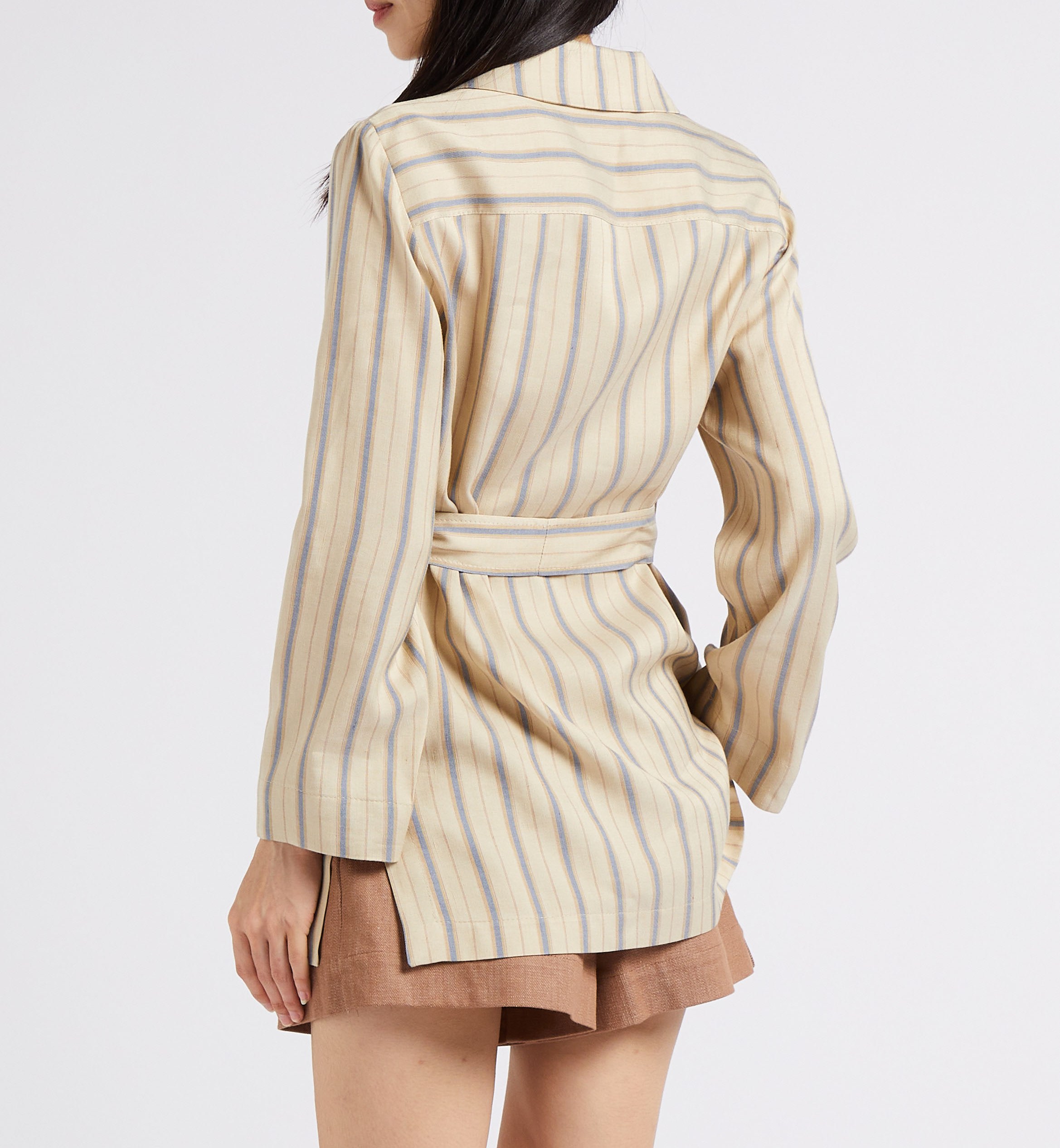 Gestreifte Jacke mit Knopfleiste und Gürtel MAX&Co. Beige