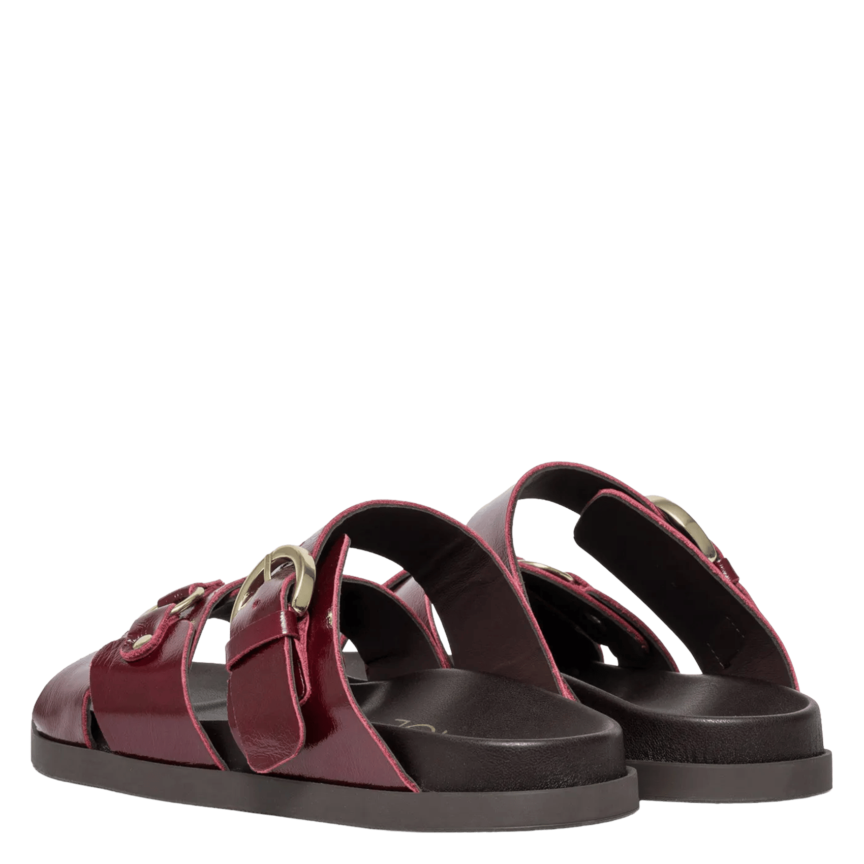 Avarca Berlin - Flache Ledersandalen mit Samt BOCAGE Pflaume
