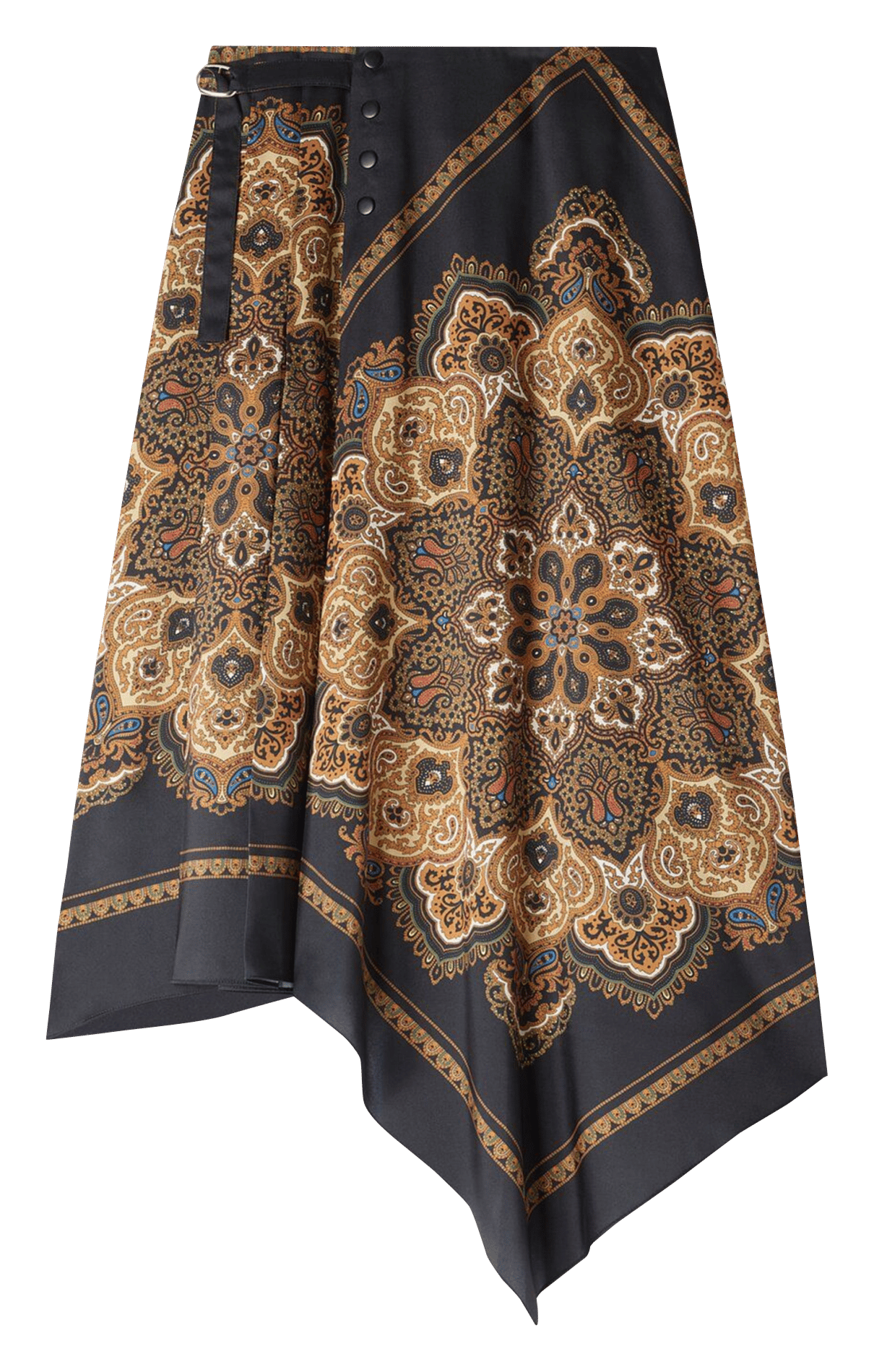 Asymmetrische midi rok met patronen SANDRO Zwart
