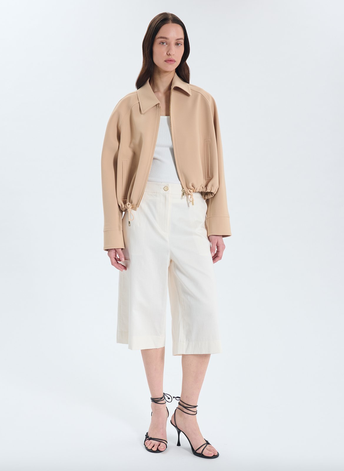 Large Bermuda in organic cotton and linen blend ZAPA White