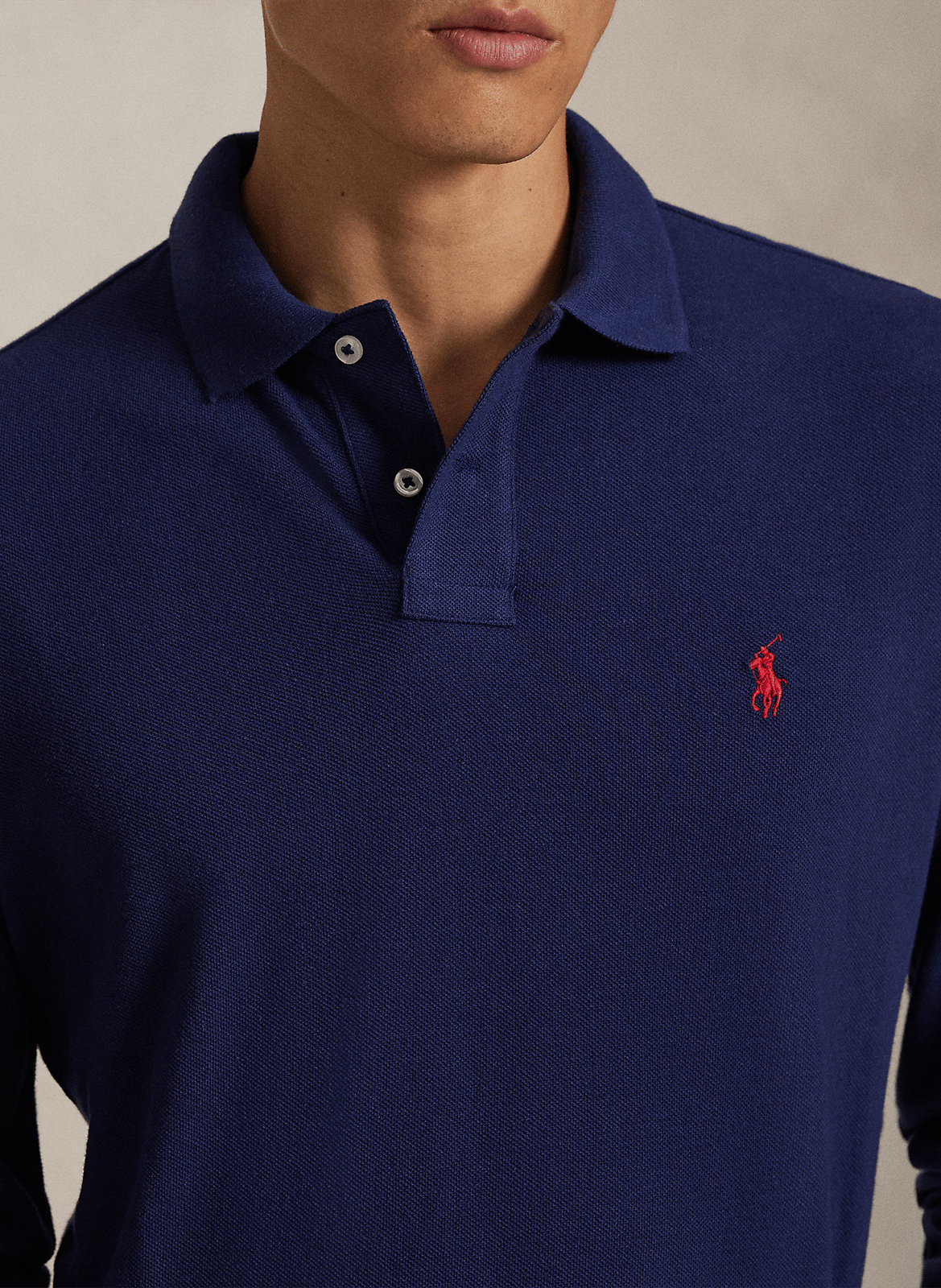 Regular-fit polo van piquékatoen met lange mouw POLO RALPH LAUREN Blauw