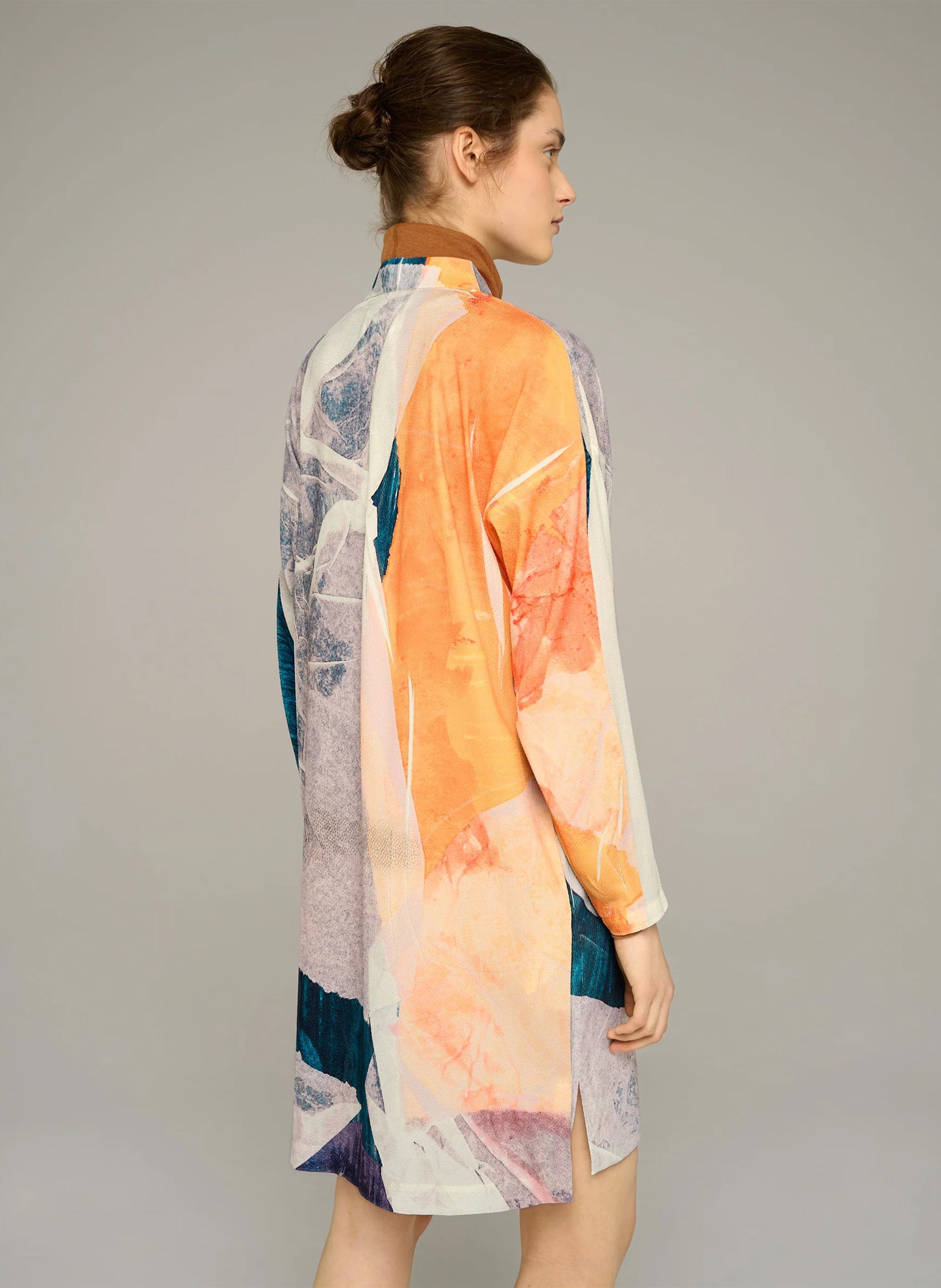 Short printed dress with classic collar COTELAC ACOTE Multicolored
