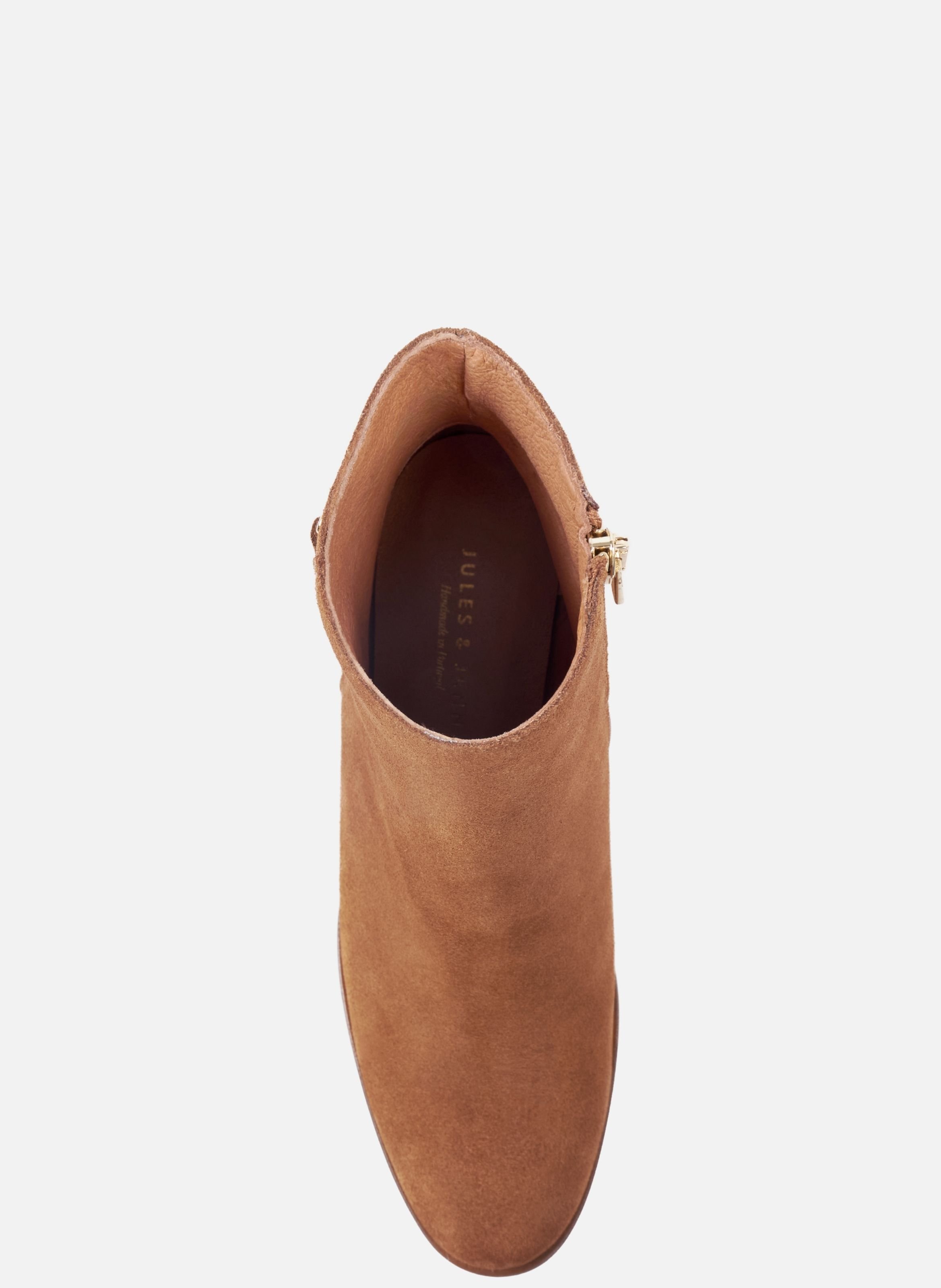 Jewel heel Zélie leather suede ankle boots JULES & JENN Brown