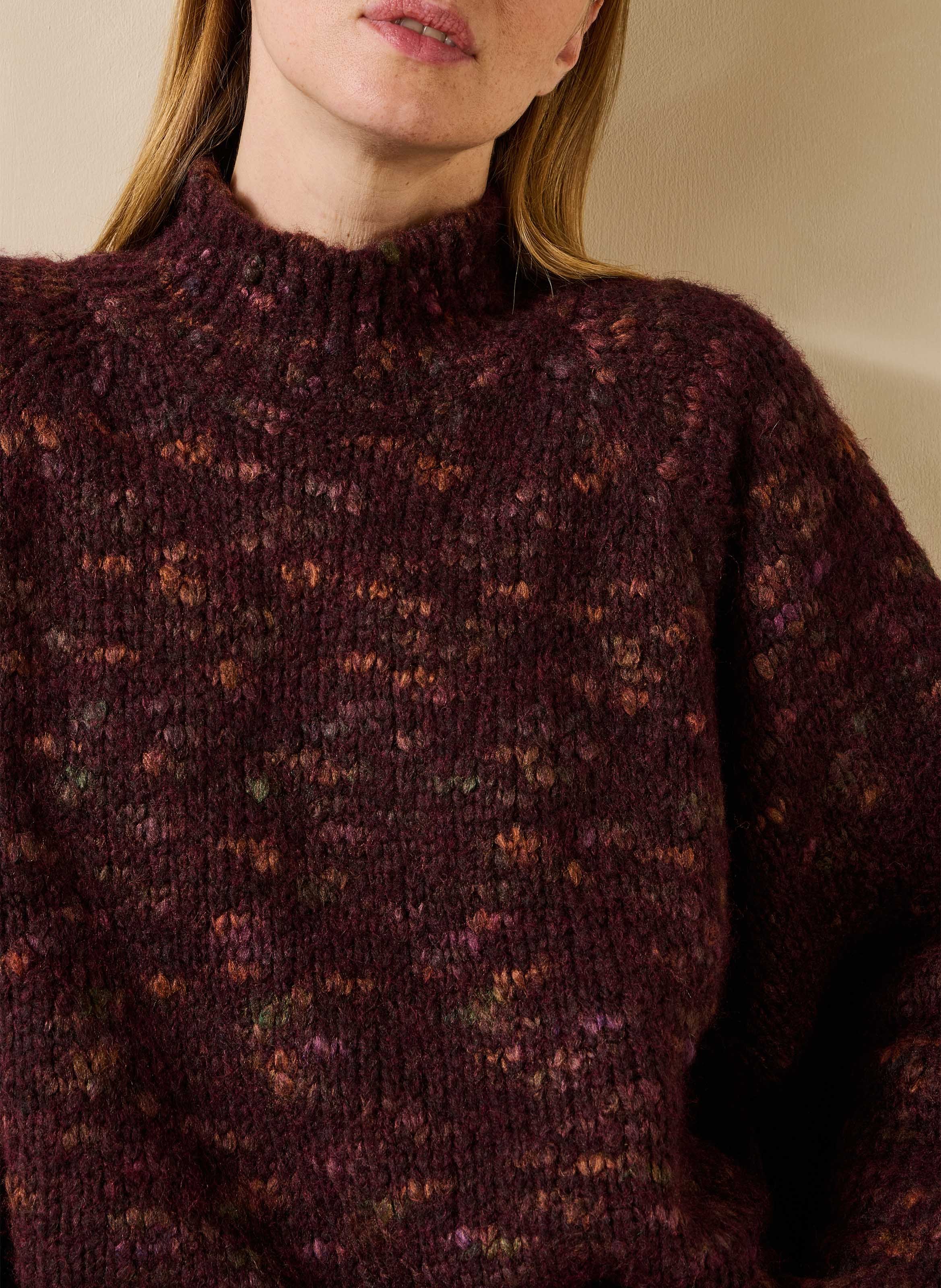 Oversize-Pullover mit Stehkragen aus Strickware LA FEE MARABOUTEE Rot