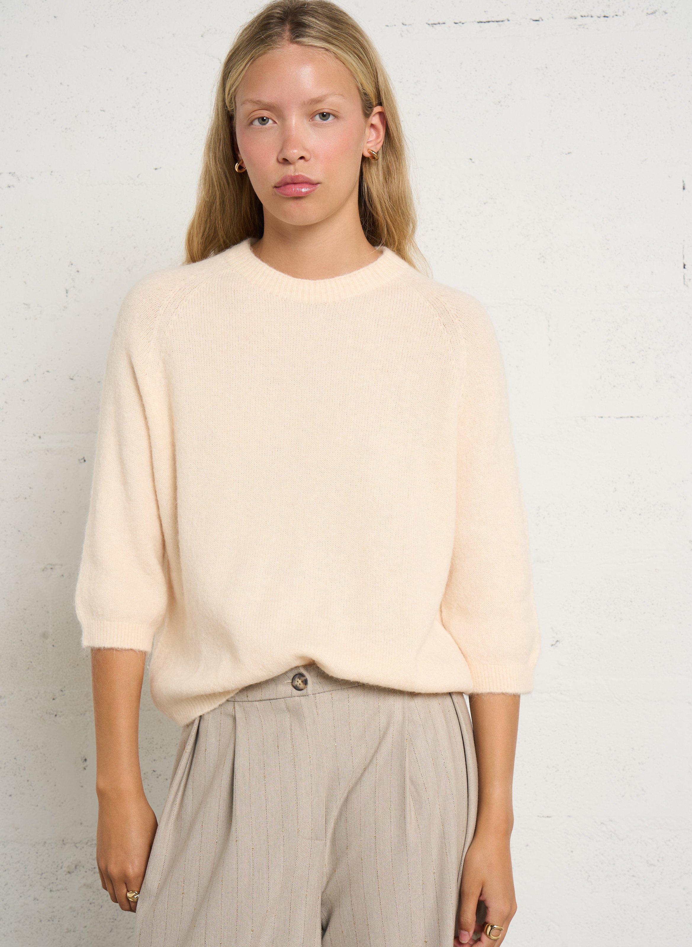 Trui met ronde hals PLEASE Beige