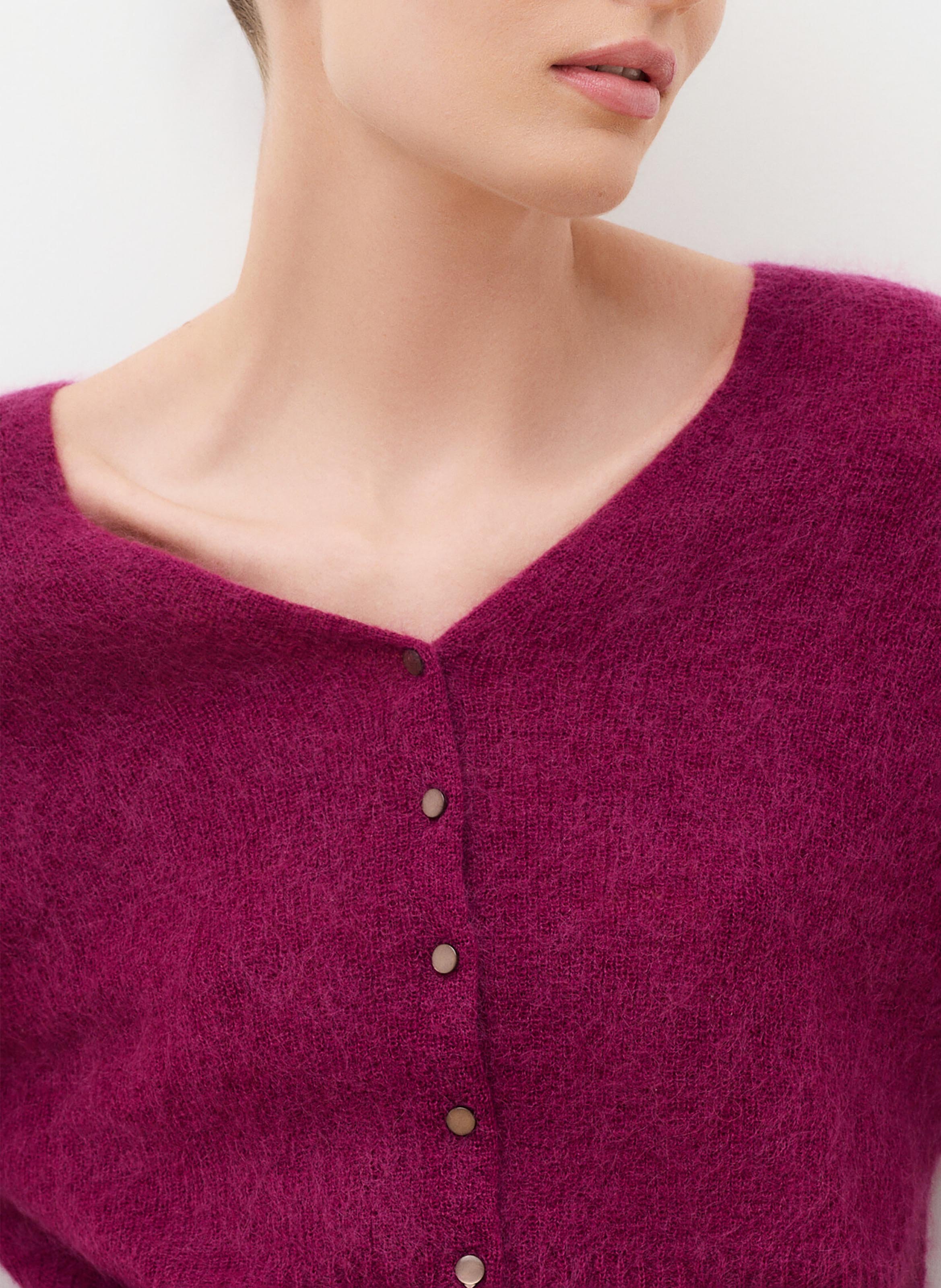 V-hals vest in effen gemengde wol CAROLL Violet