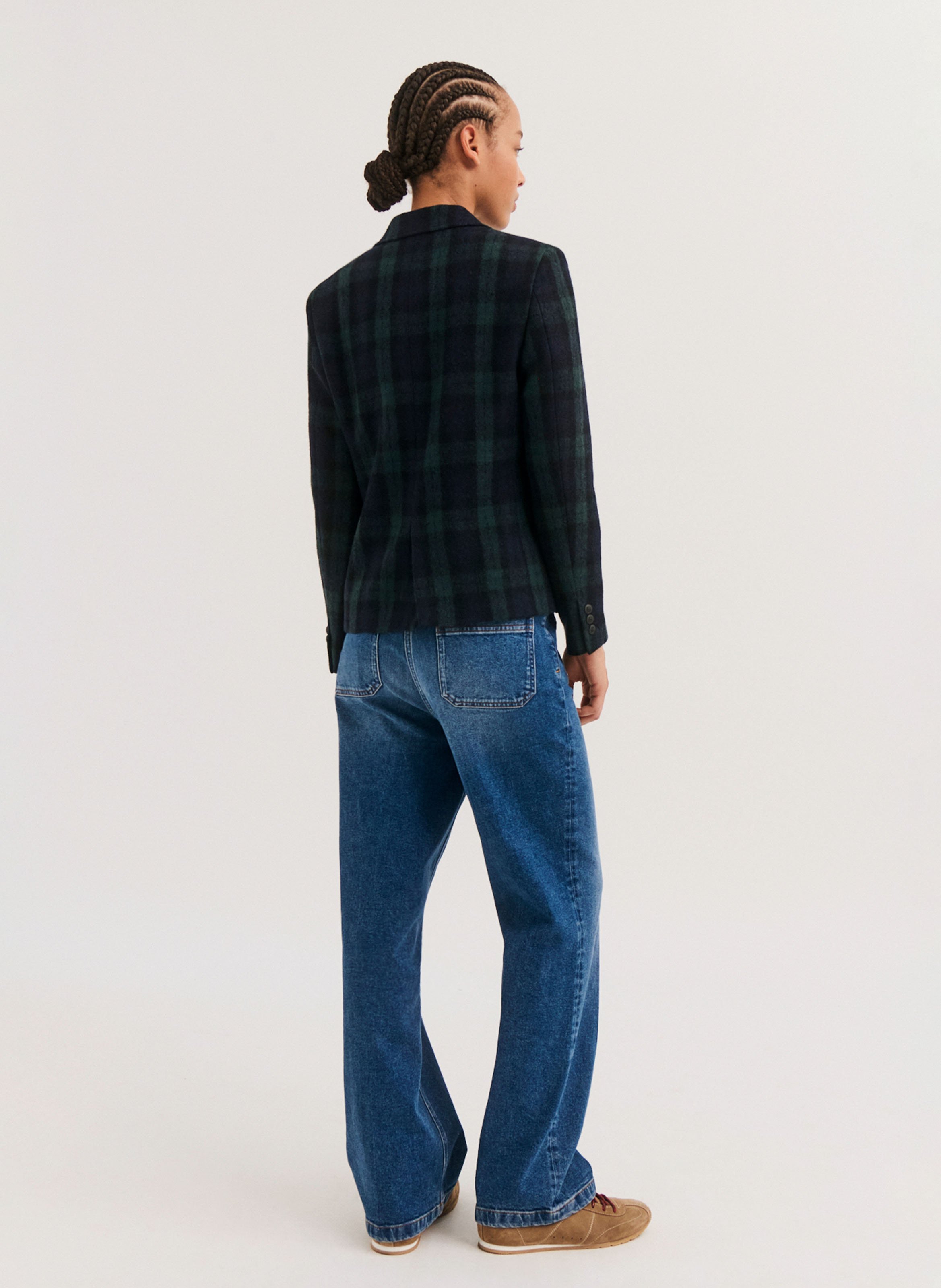 Blazer van bedrukte wollen stof PABLO Blauw