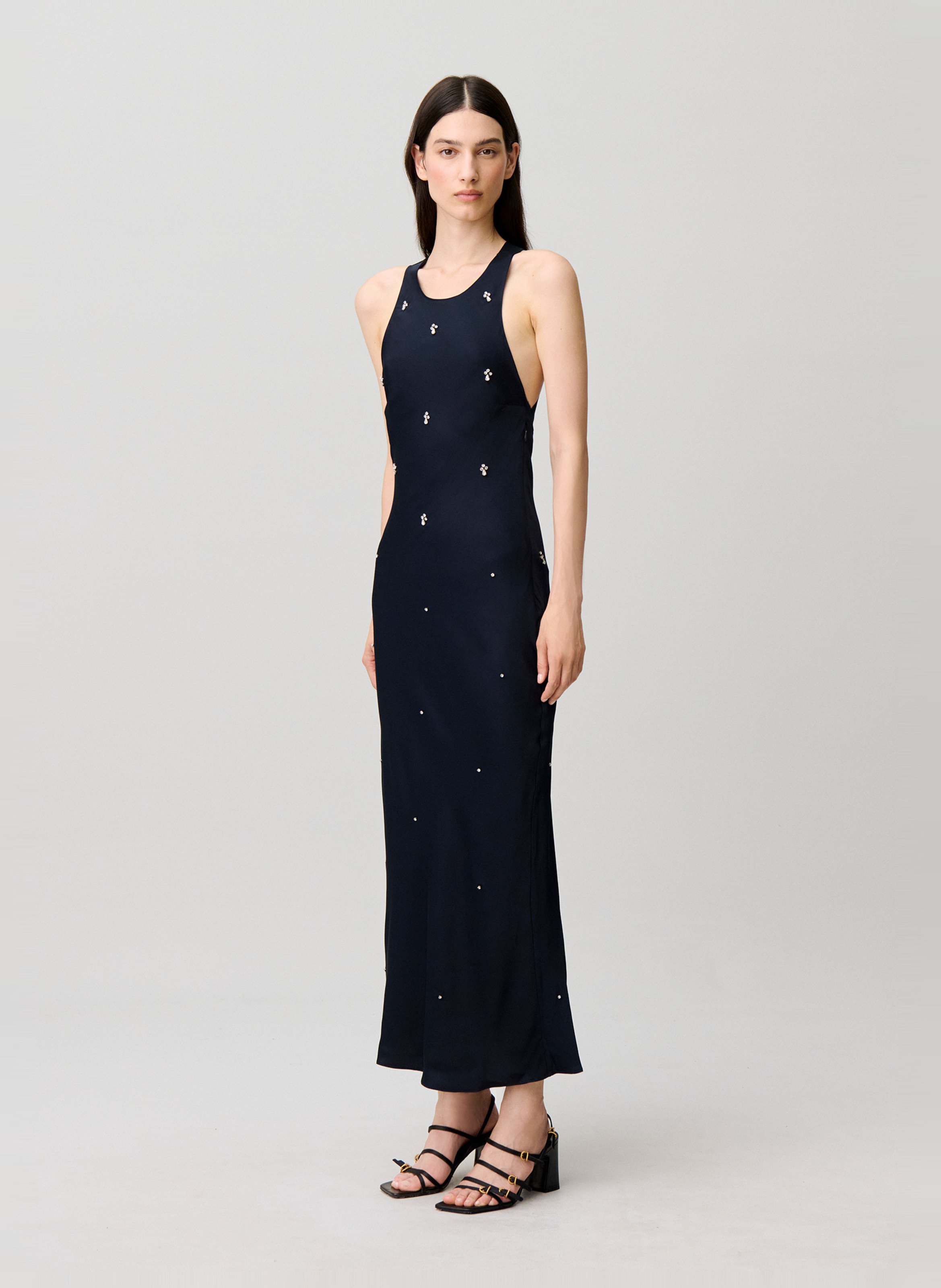 Robe longue droite à strass CLAUDIE PIERLOT Bleu