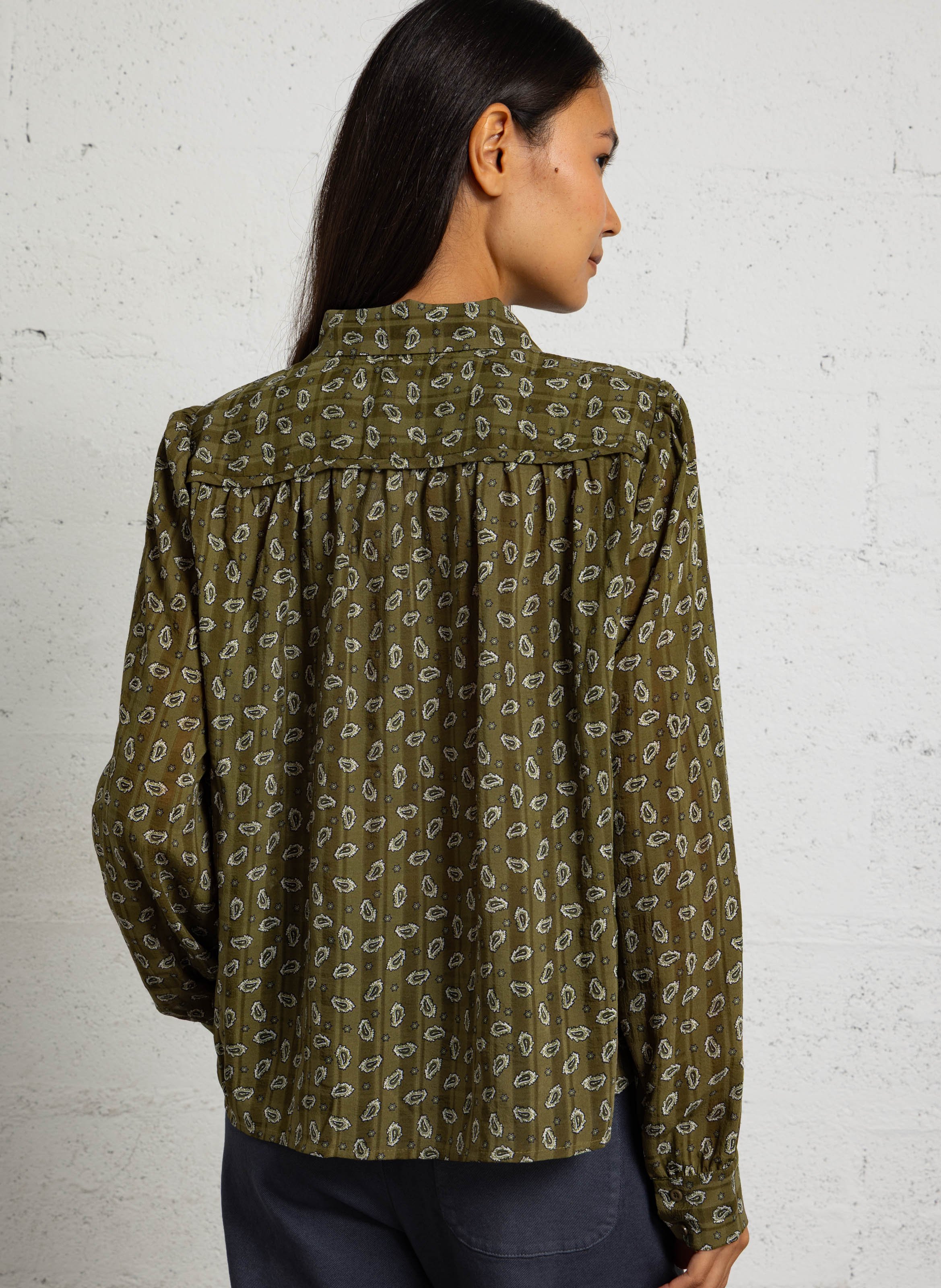 Blouse imprimée col lavallière  SEE U SOON Kaki