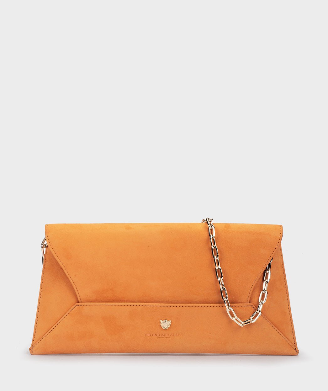 Suede evening bag with chain. PEDRO MIRALLES Orange