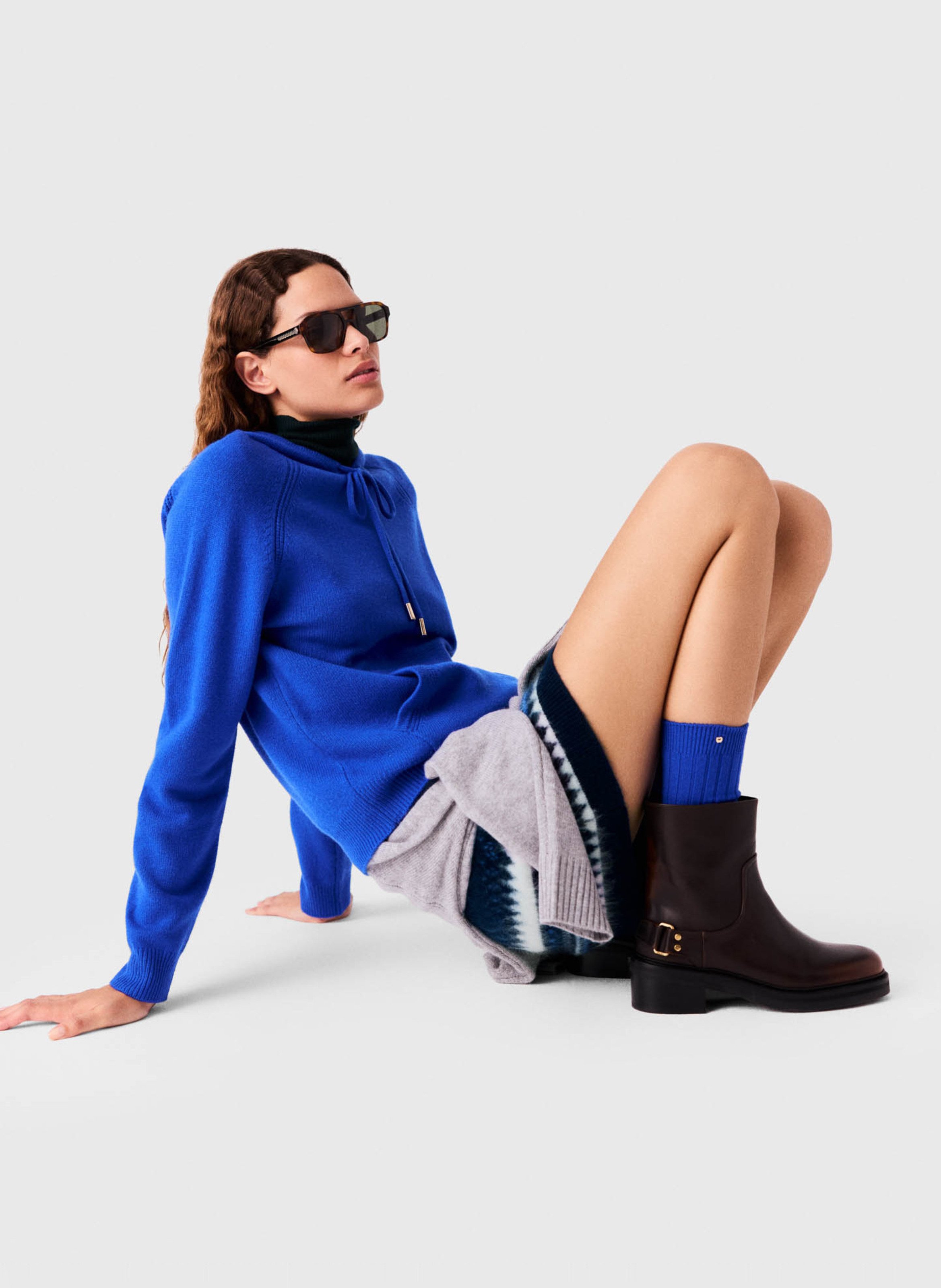 Hooded wool-blend sweater MAJE Blue