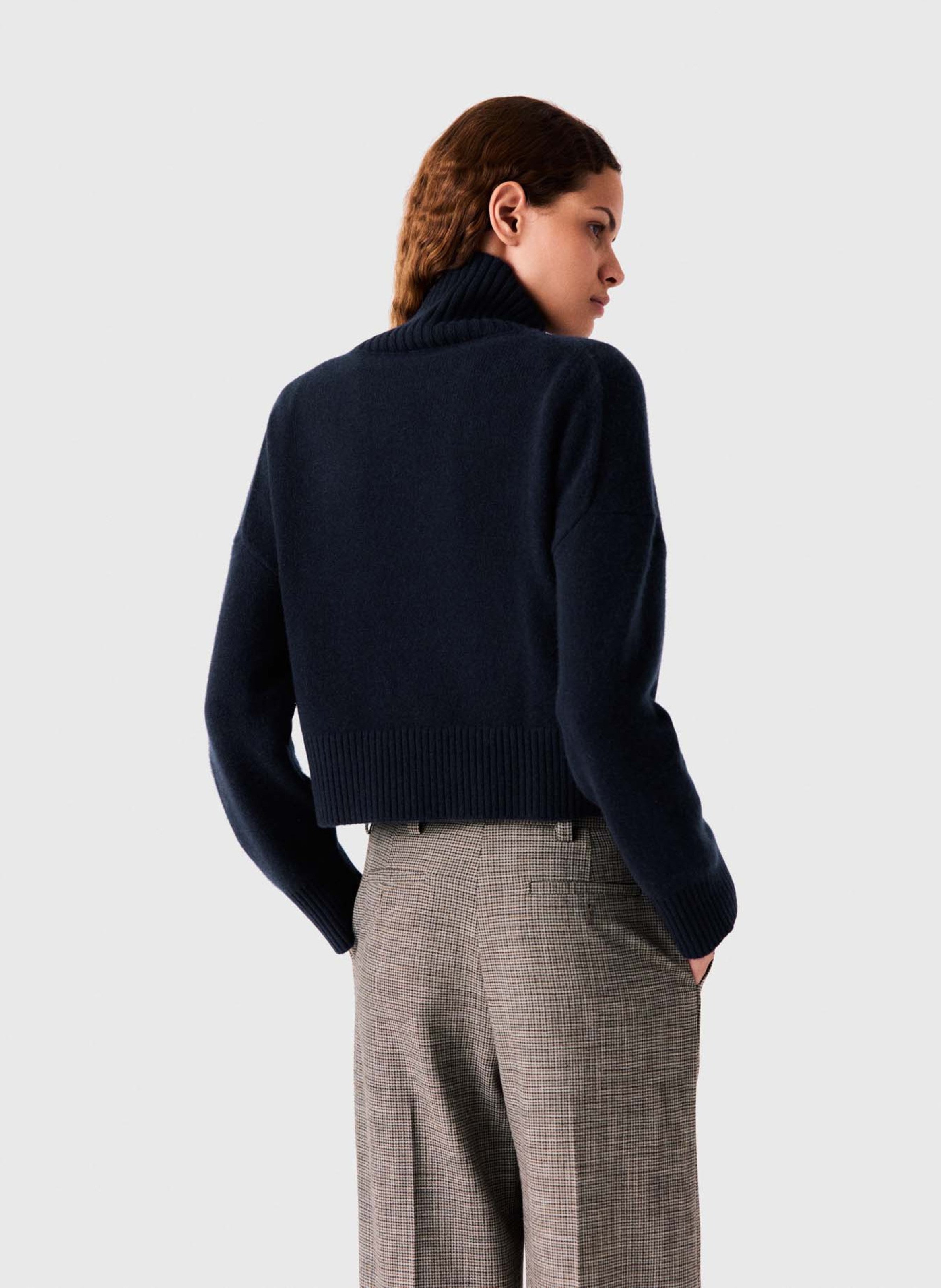 High-neck cashmere-blend sweater MAJE Blue