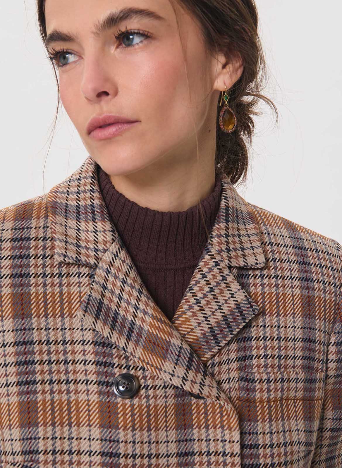 Straight-cut check jacket TARA JARMON Brown