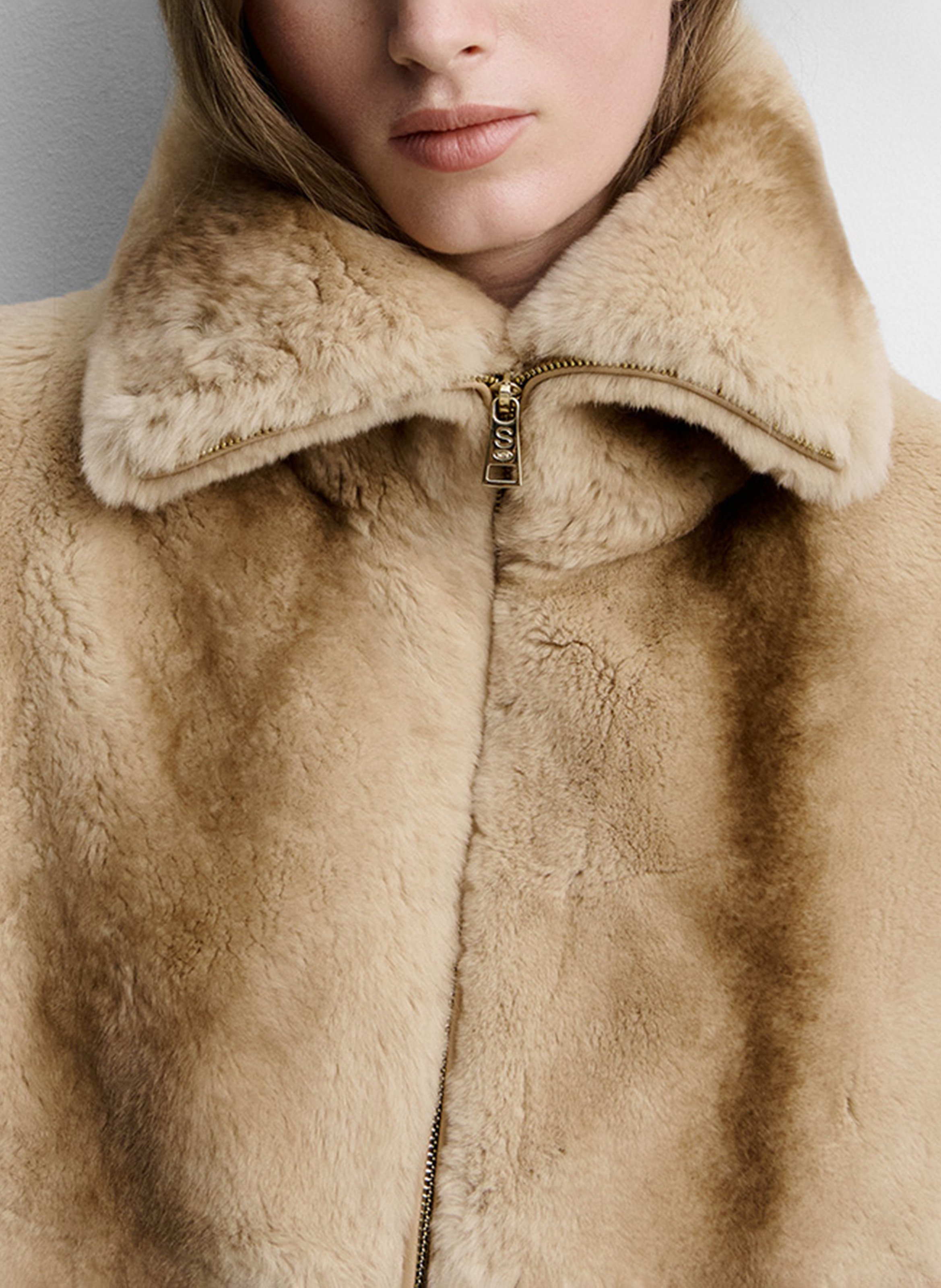 Manteau sans manches en fourrure SIMORRA Beige