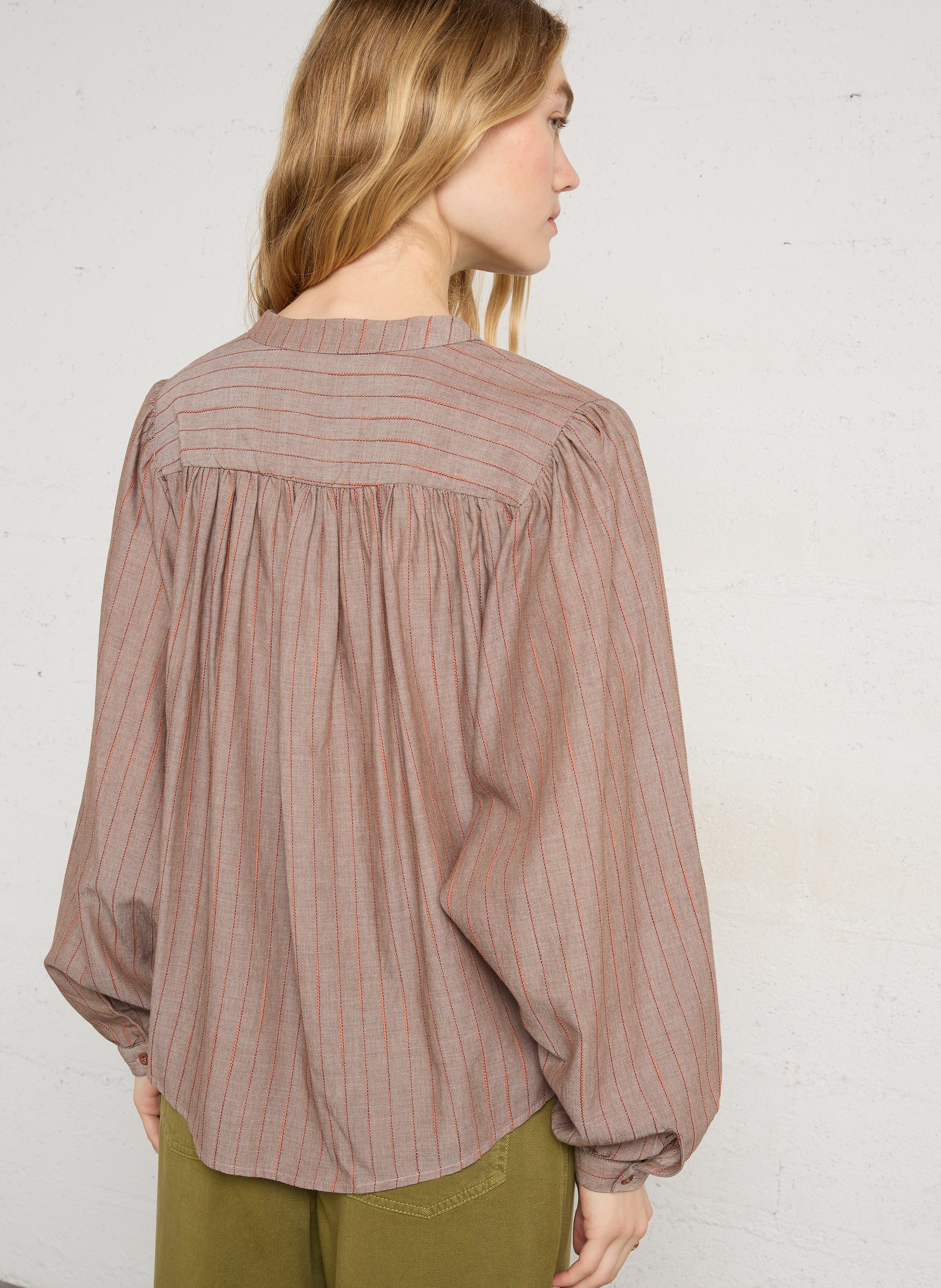 Bluse aus Baumwoll-Mix mit Rundhalsausschnitt SACRECOEUR Beige