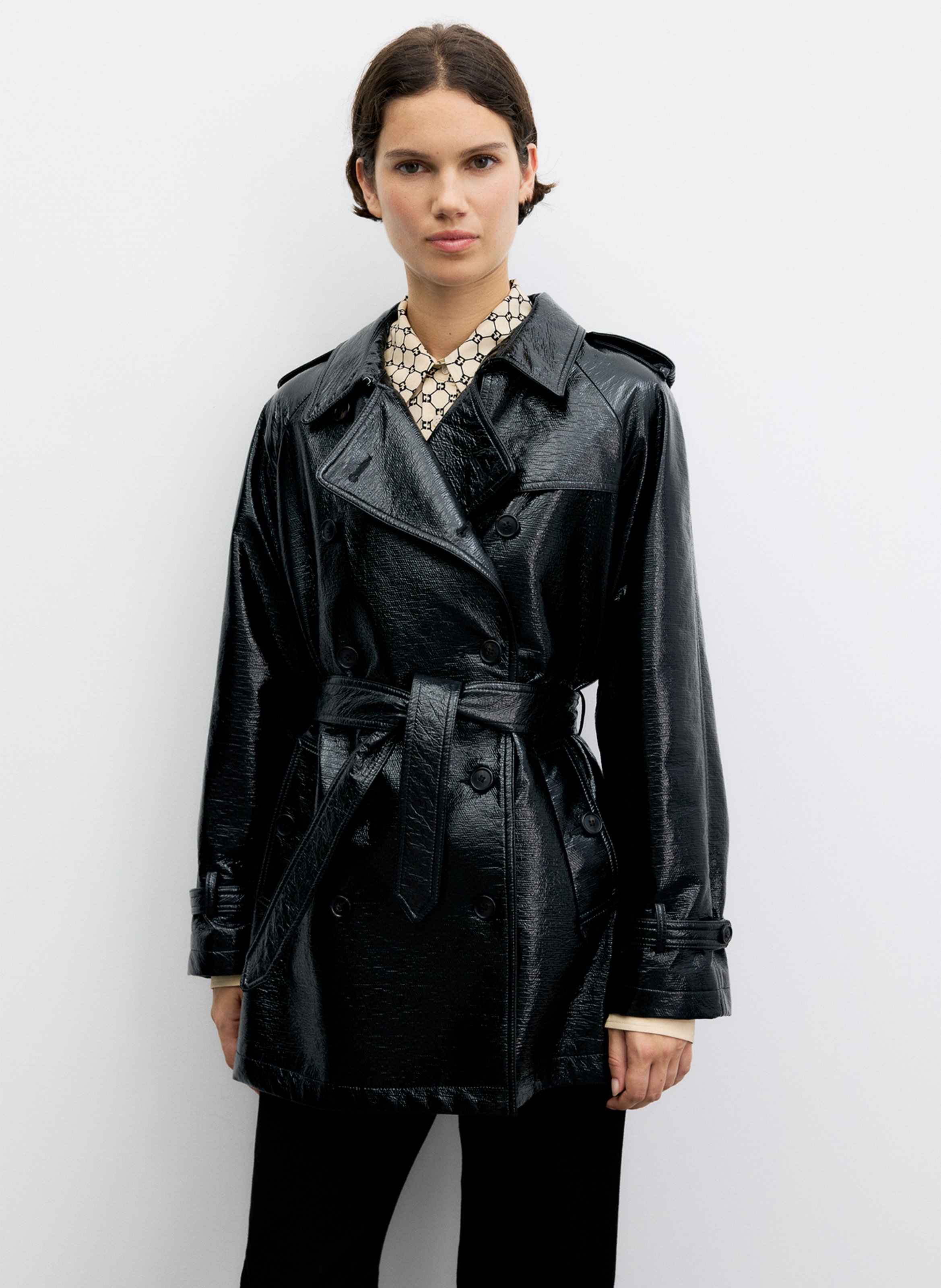 Cotton-blend trench with tailored collar GERARD DAREL Black