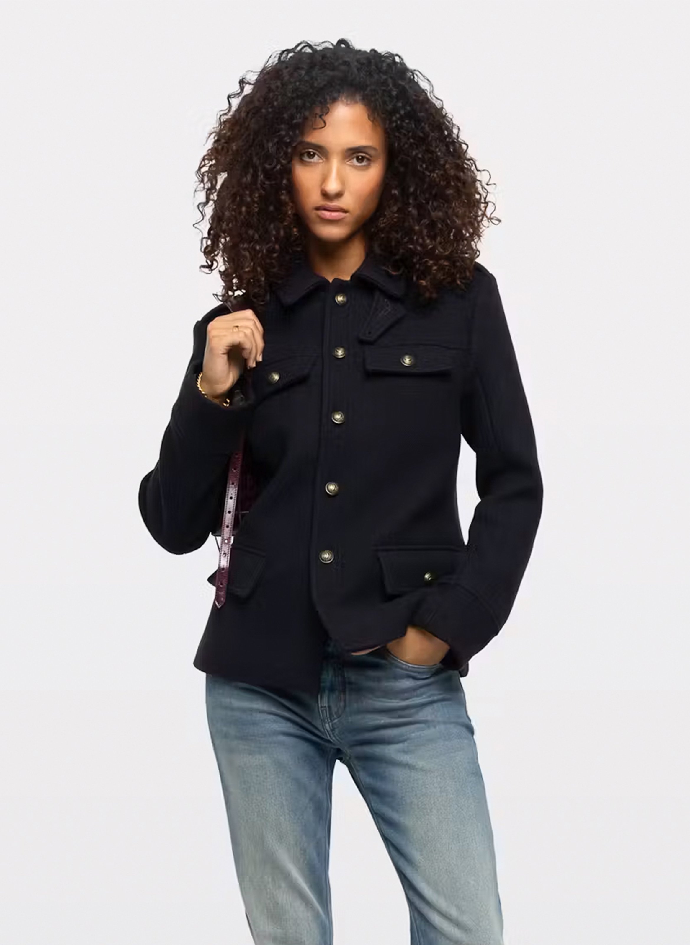 Jasje met klassieke kraag - wolblend ZADIG&VOLTAIRE Blauw