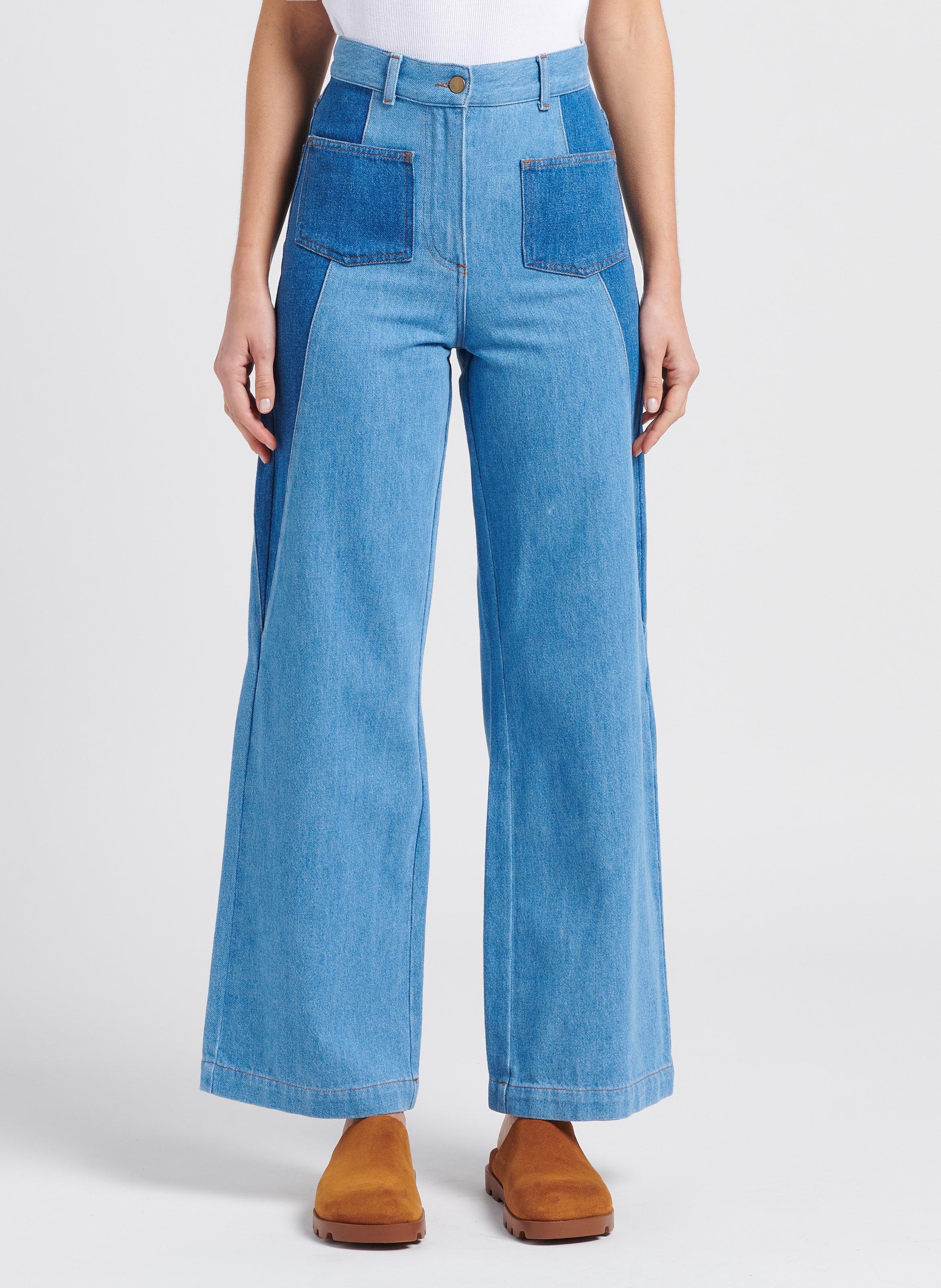 Jean large taille haute INDEE Bleu