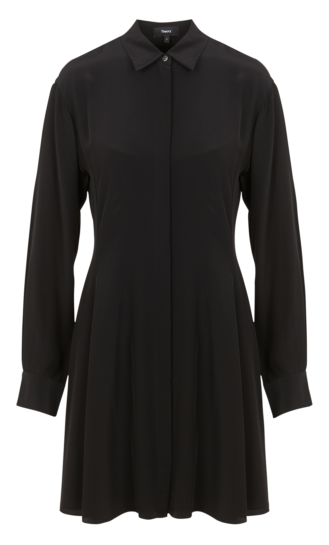 Getailleerde jurk met klassieke kraag THEORY Zwart
