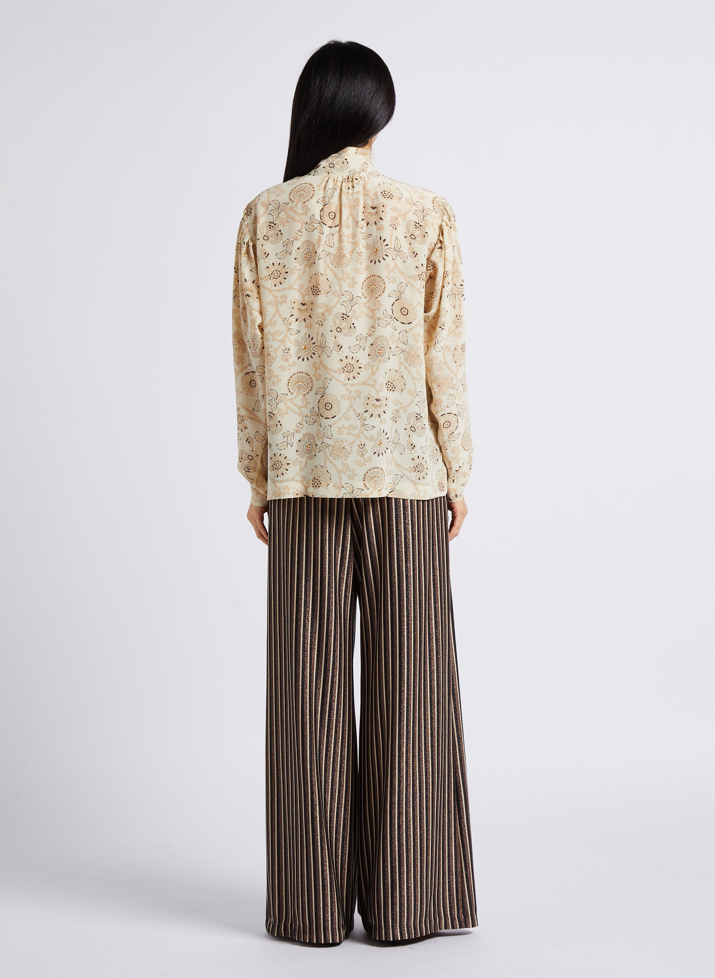 Blouse droite imprimée en soie MOMONI Beige