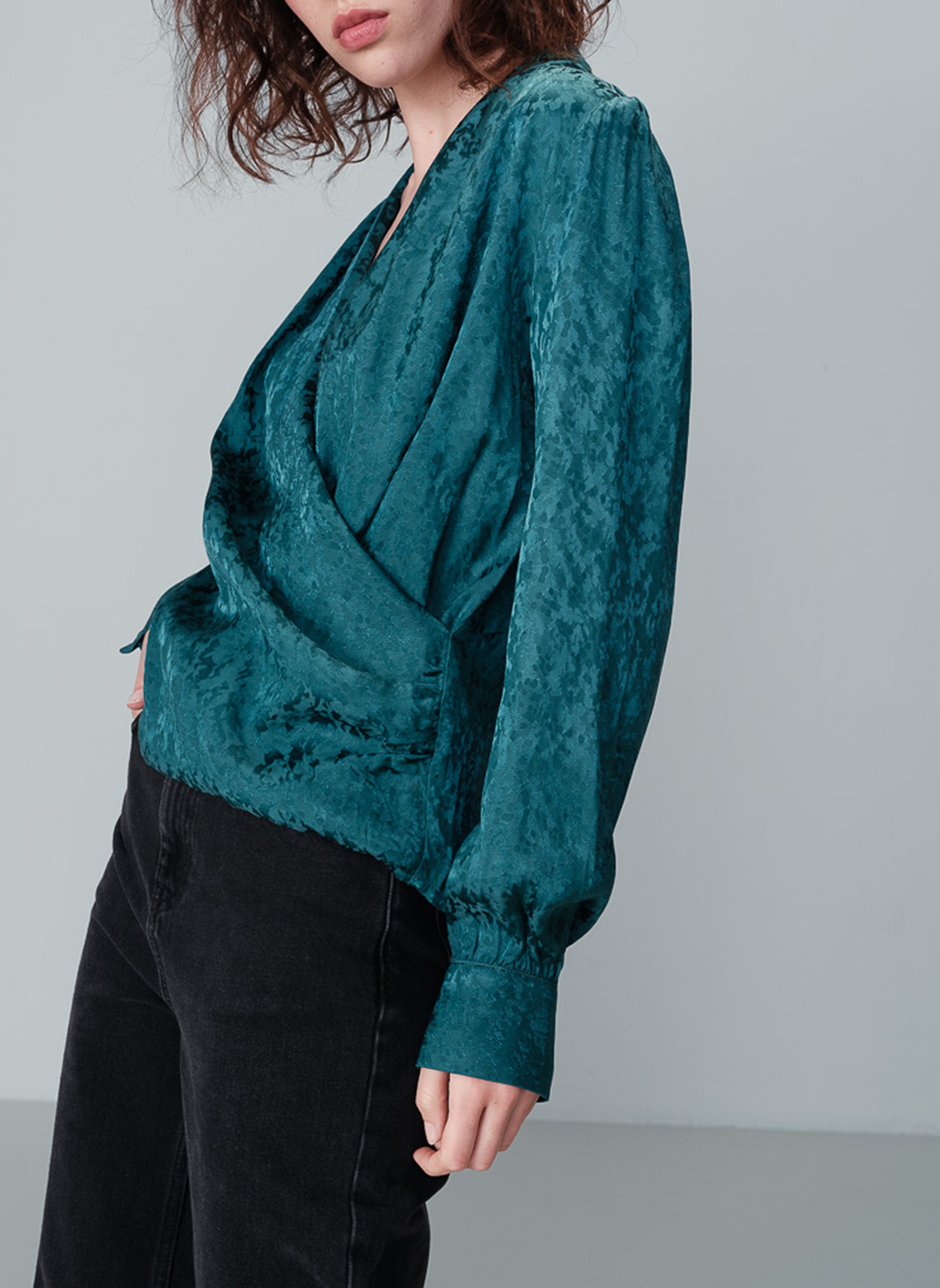 Drapped wrap straight blouse GRACE ET MILA Green