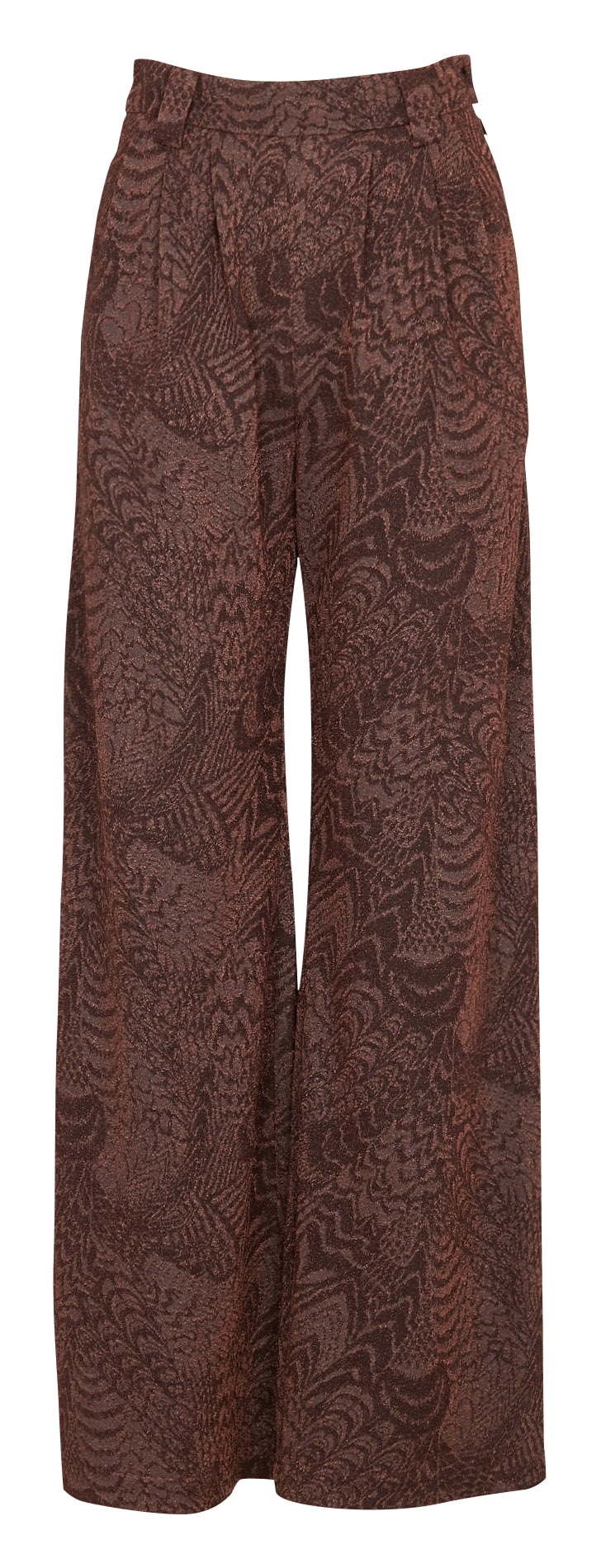 Wide-leg printed jacquard pants Brown