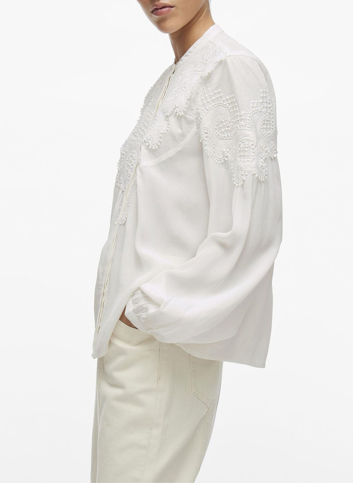 Embroidered oversized shirt ROUGE EDIT Beige