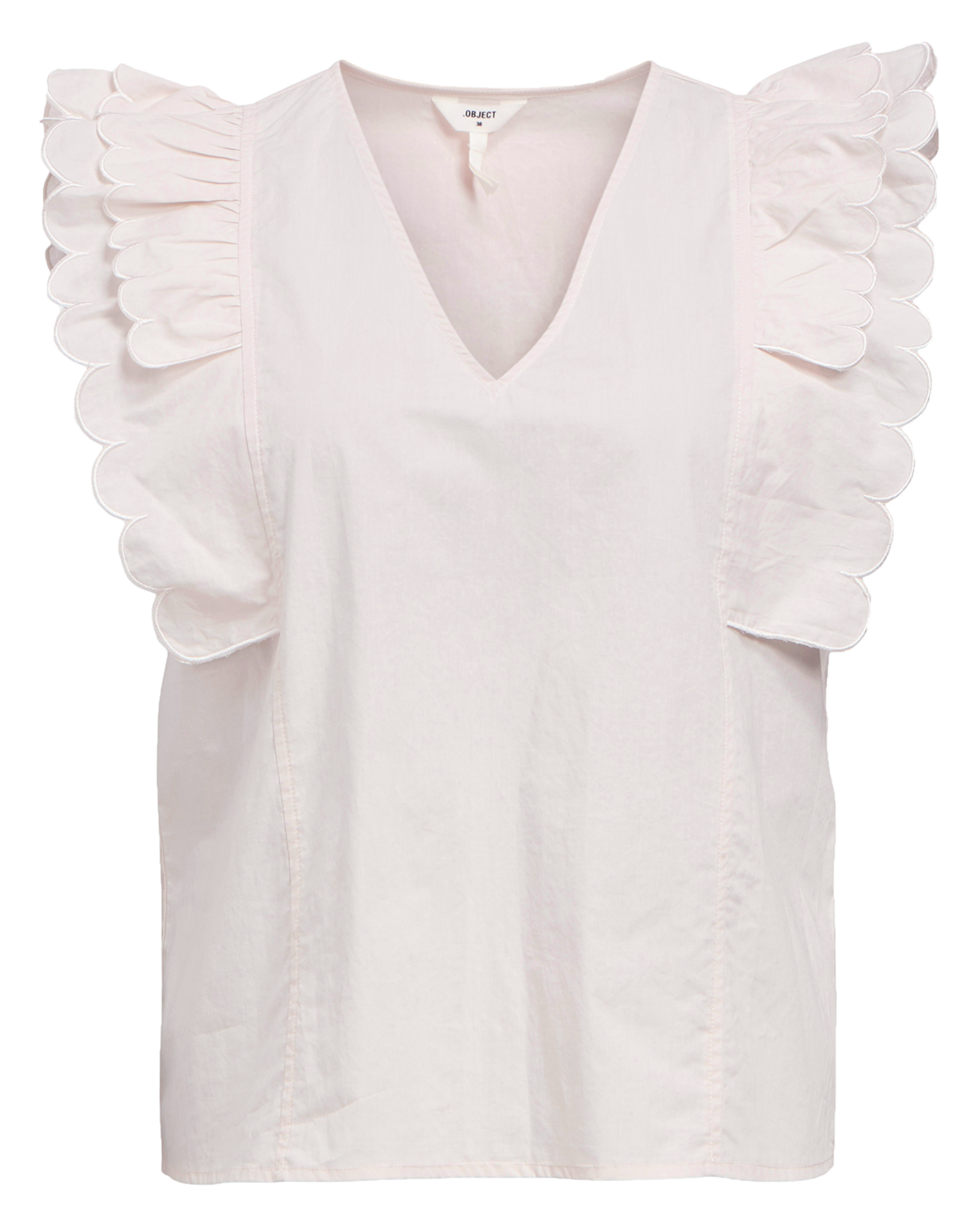 Sleeveless top with ruffles OBJECT Beige
