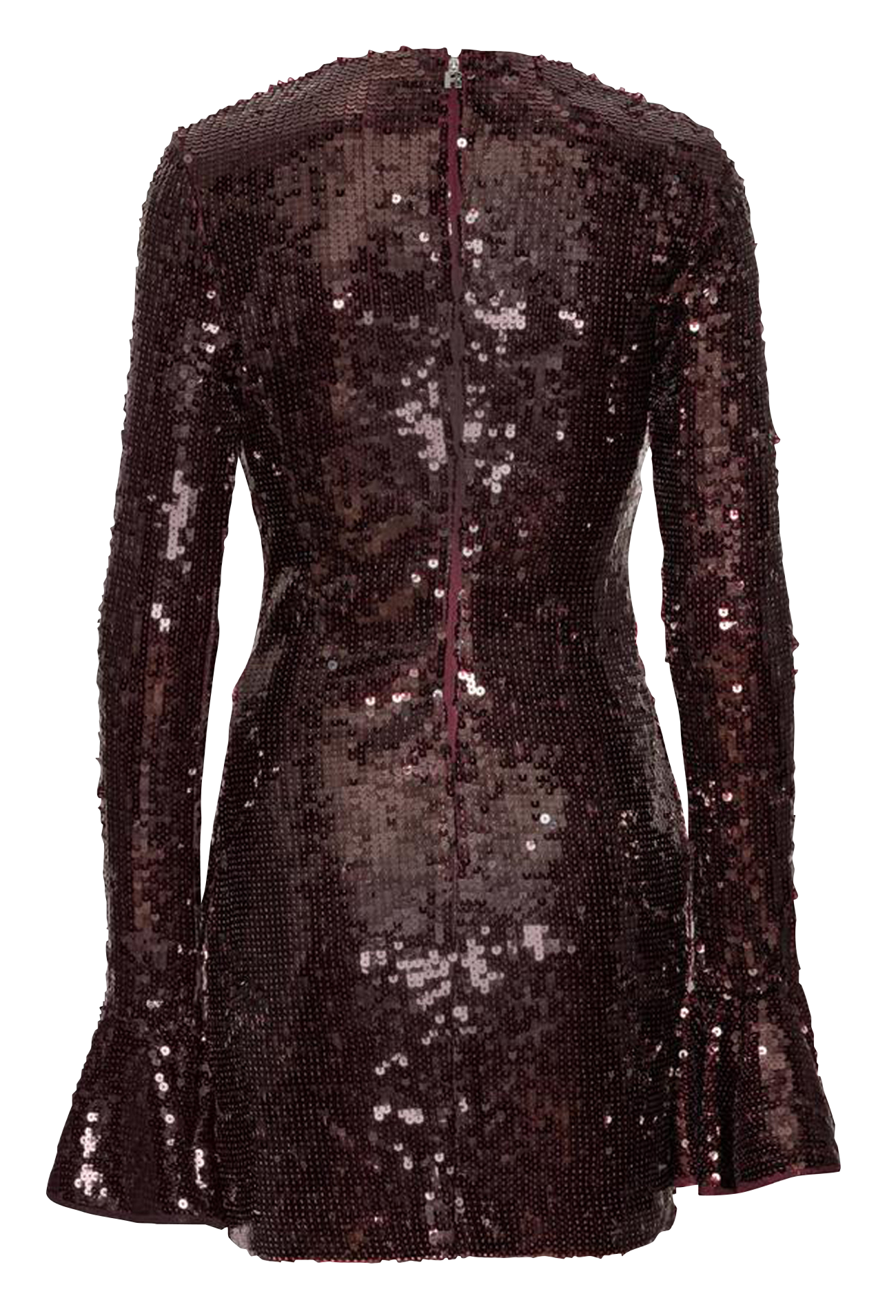 Sequined midi dress with round neck ROTATE Brown