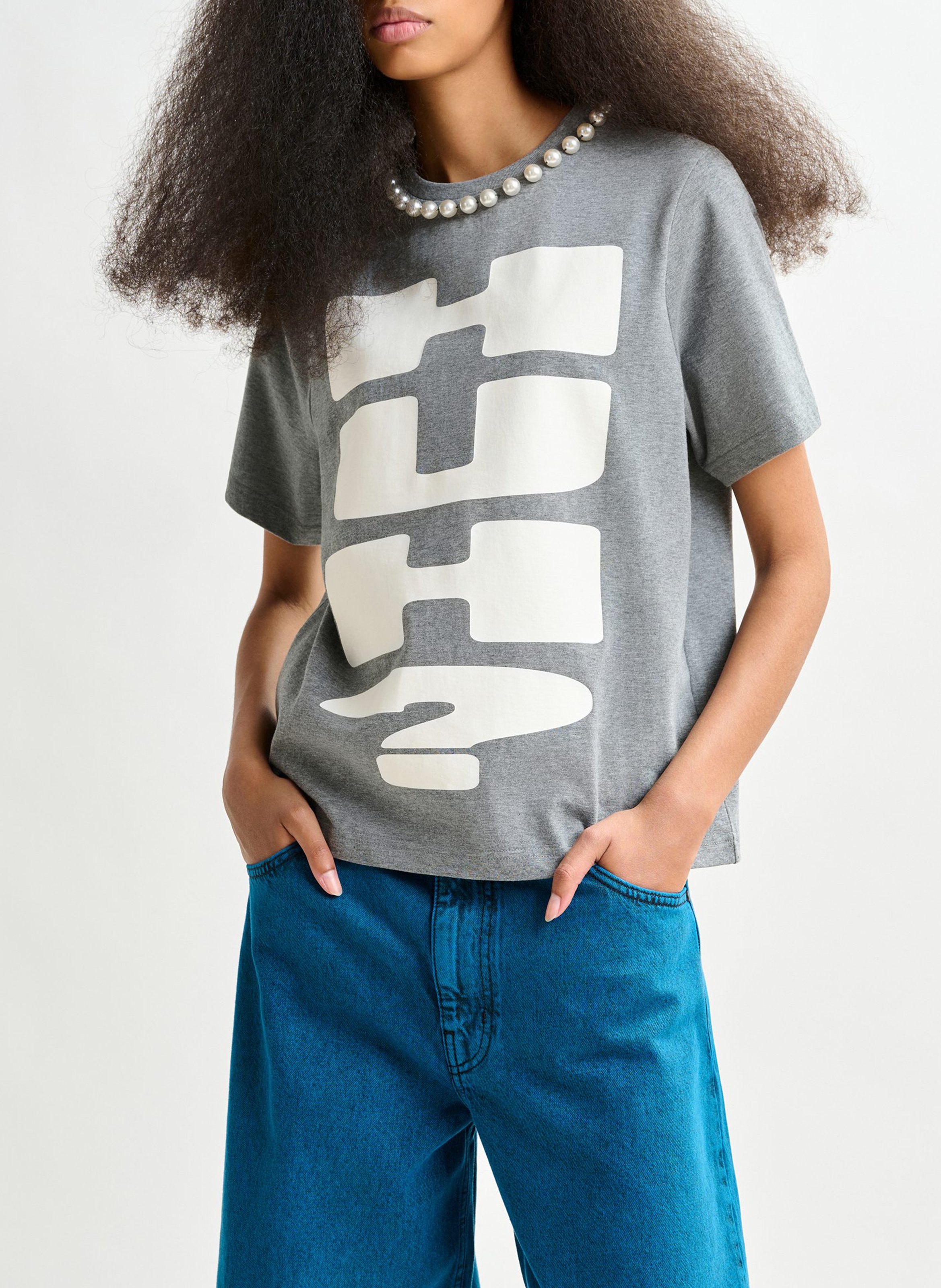 Tee-shirt col rond en coton ESSENTIEL ANTWERP Gris