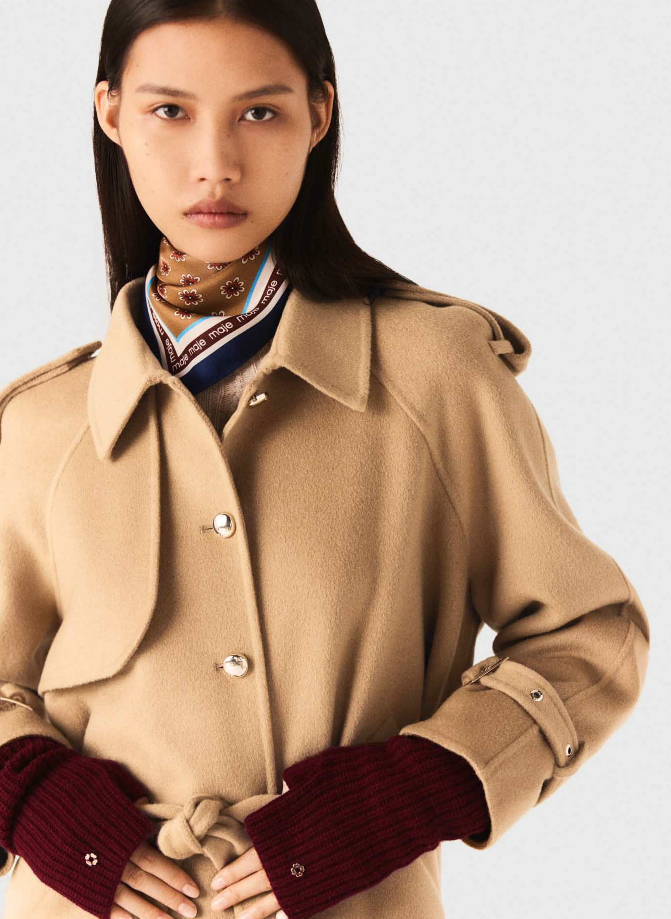 Klassischer Wollmix-Trenchcoat MAJE Braun